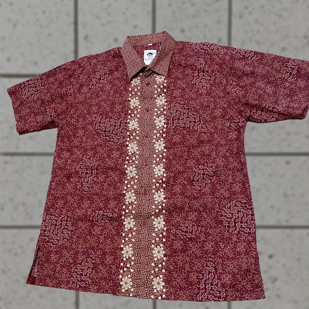 Vintage VINTAGE KERIS Fashion Hawaiian Shirt Men L Floral Tribal Stripe Orange Red Cotton Short Sleeve Button-Up Collared Size US L / EU 52-54 / 3 - 1 Thumbnail