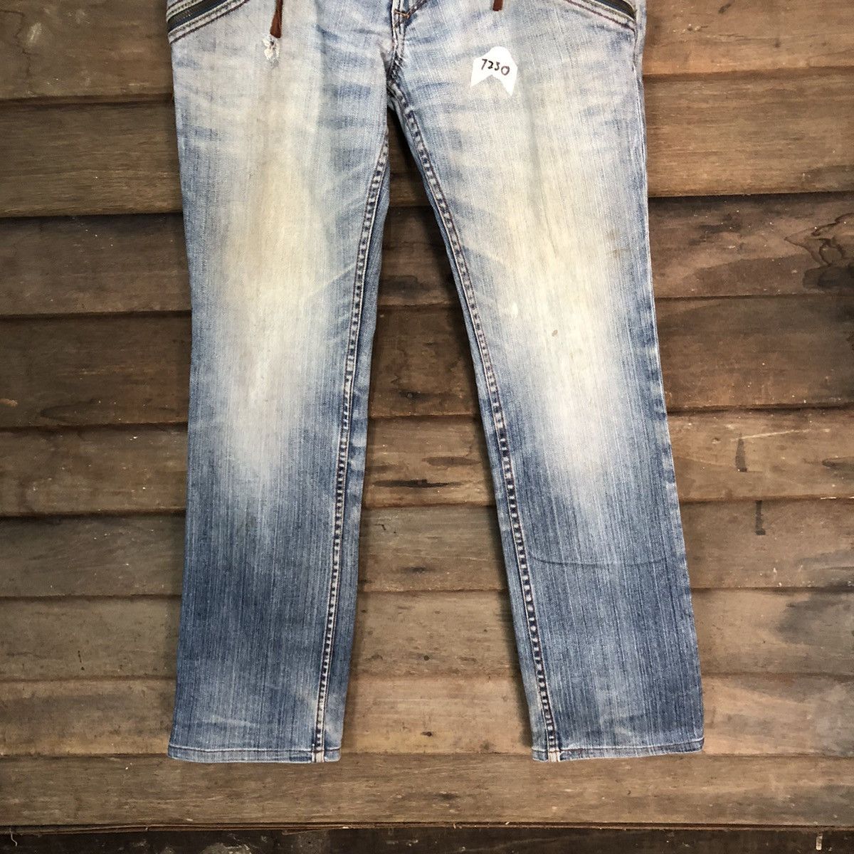 Japanese Brand Monsieur Nicole Blue Distressed Denim Pants #7330 Size 32" / US 10 / IT 46 - 3 Thumbnail