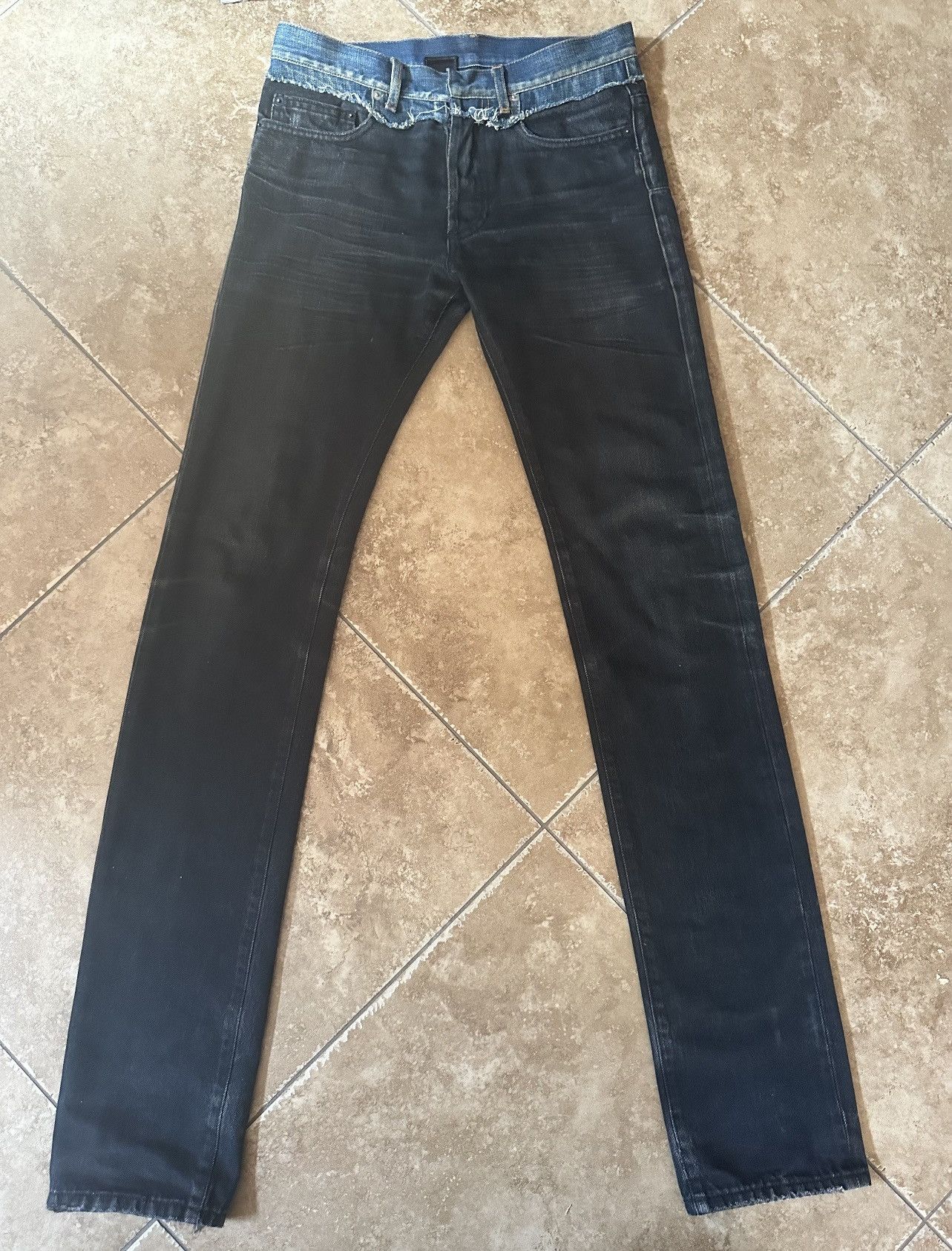 image of Dior Aw06 Cummerbund Jeans in Blue, Men's (Size 28)