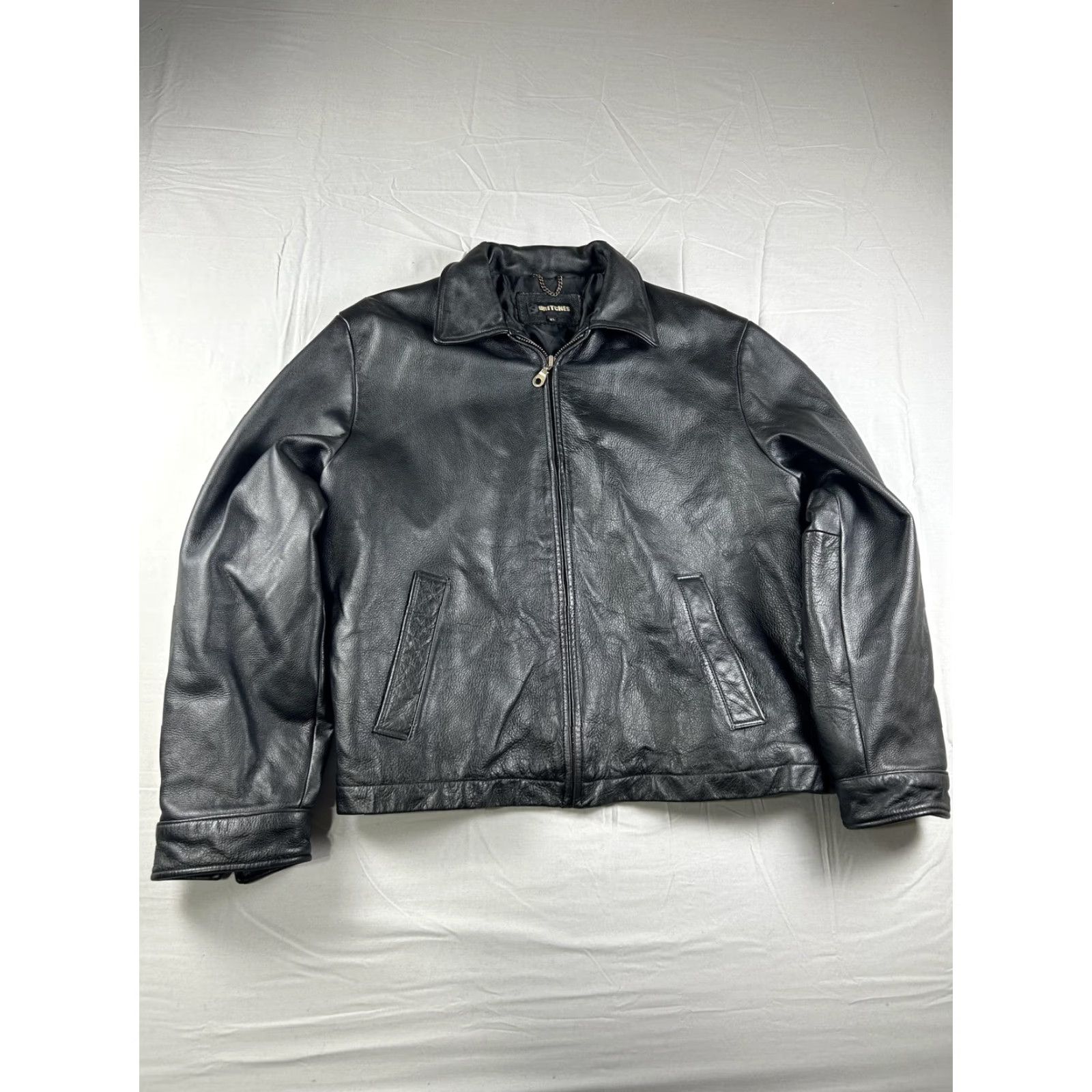 Vintage VINTAGE BRITCHES Jacket Men XL Black Leather Quilted Lined Bomber Buckle Insulated Biker Size US XL / EU 56 / 4 - 2 Thumbnail