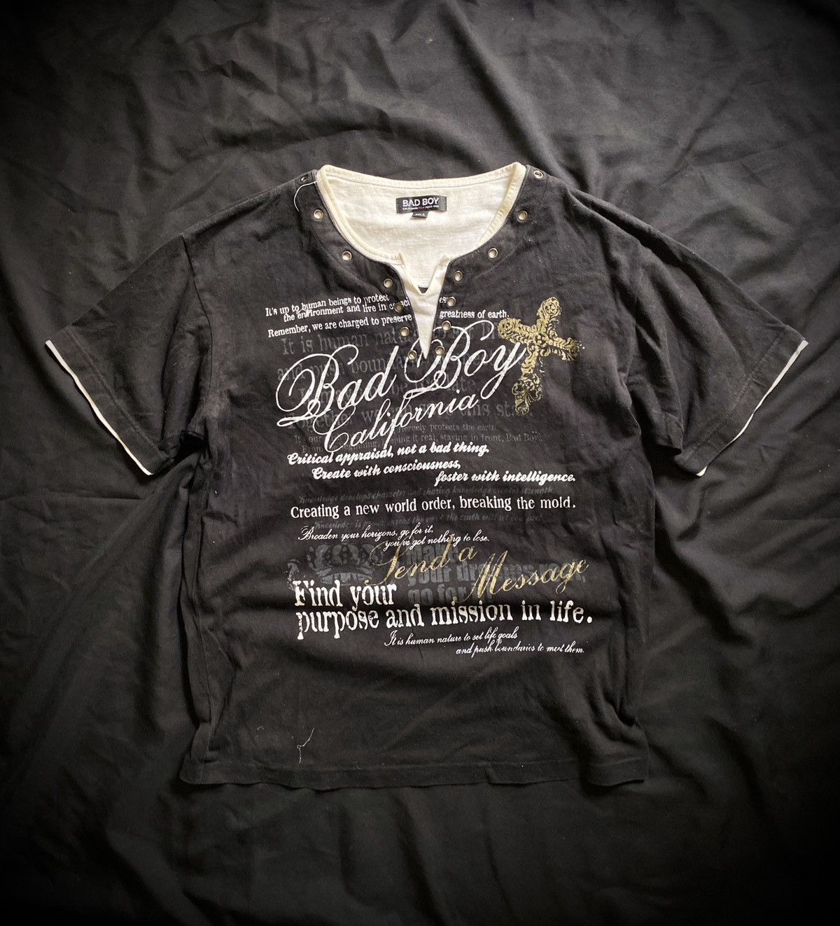 14th Addiction BadBoys Poem Gothic Punk Double Layer CH Tshirt Size US L / EU 52-54 / 3 - 1 Thumbnail