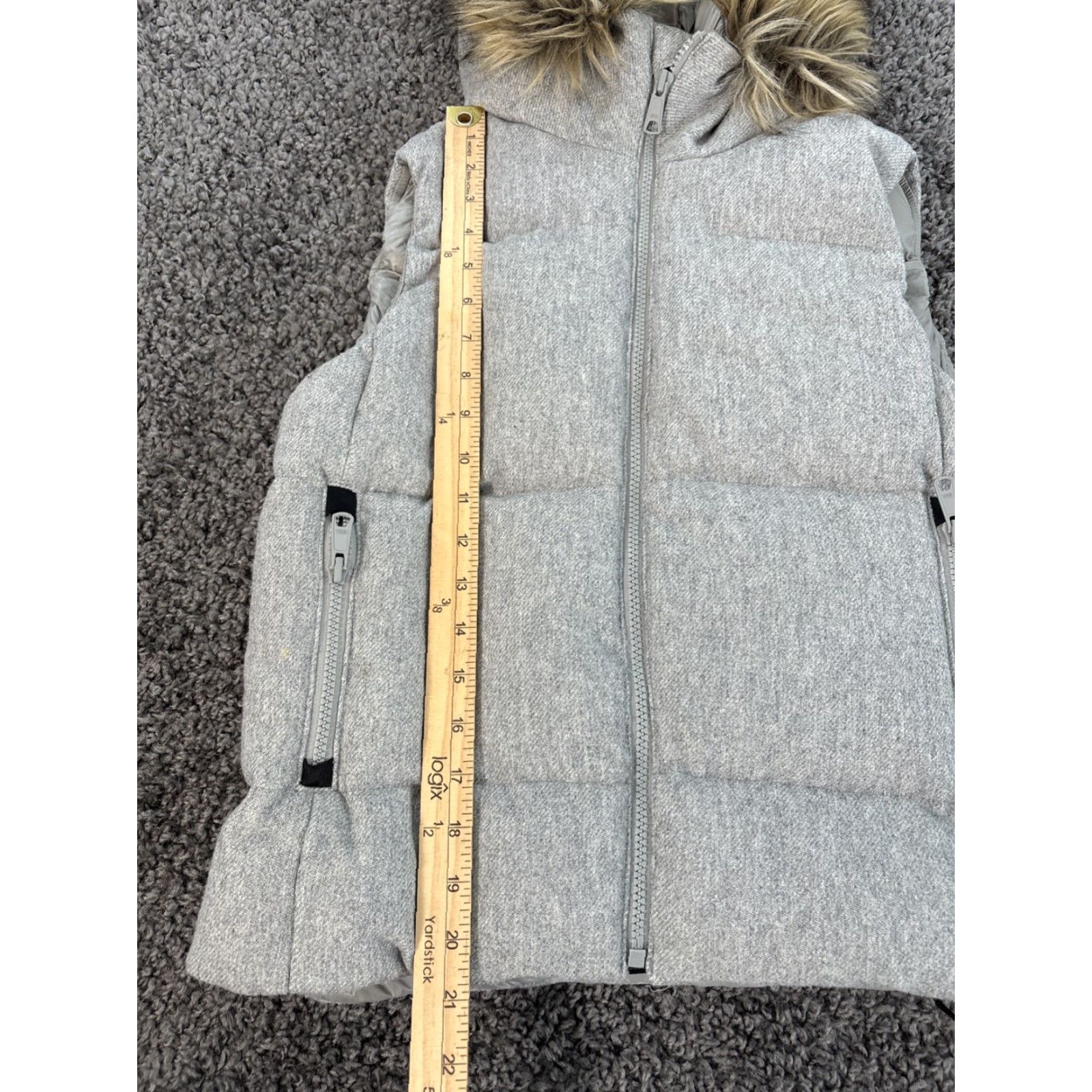 Gap Gap Vest Womens XS Gray Wool Down Fur Hood Puffer Quilted Zip Full Zip Insulated Lined 2XS Vest Winter Outdoor Size XXS / US 00 / IT 34 - 2 Thumbnail