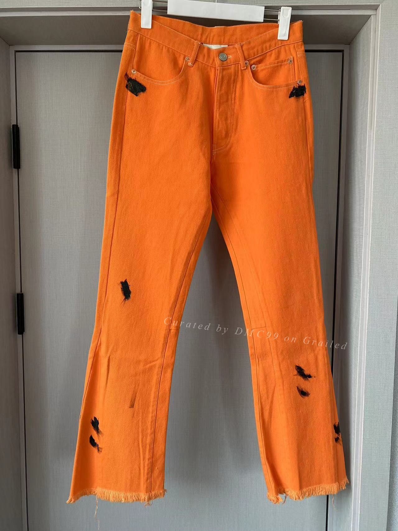 Vintage ISECRET Orange Splatter Jeans Size 28" / US 6 / IT 42 - 1 Thumbnail