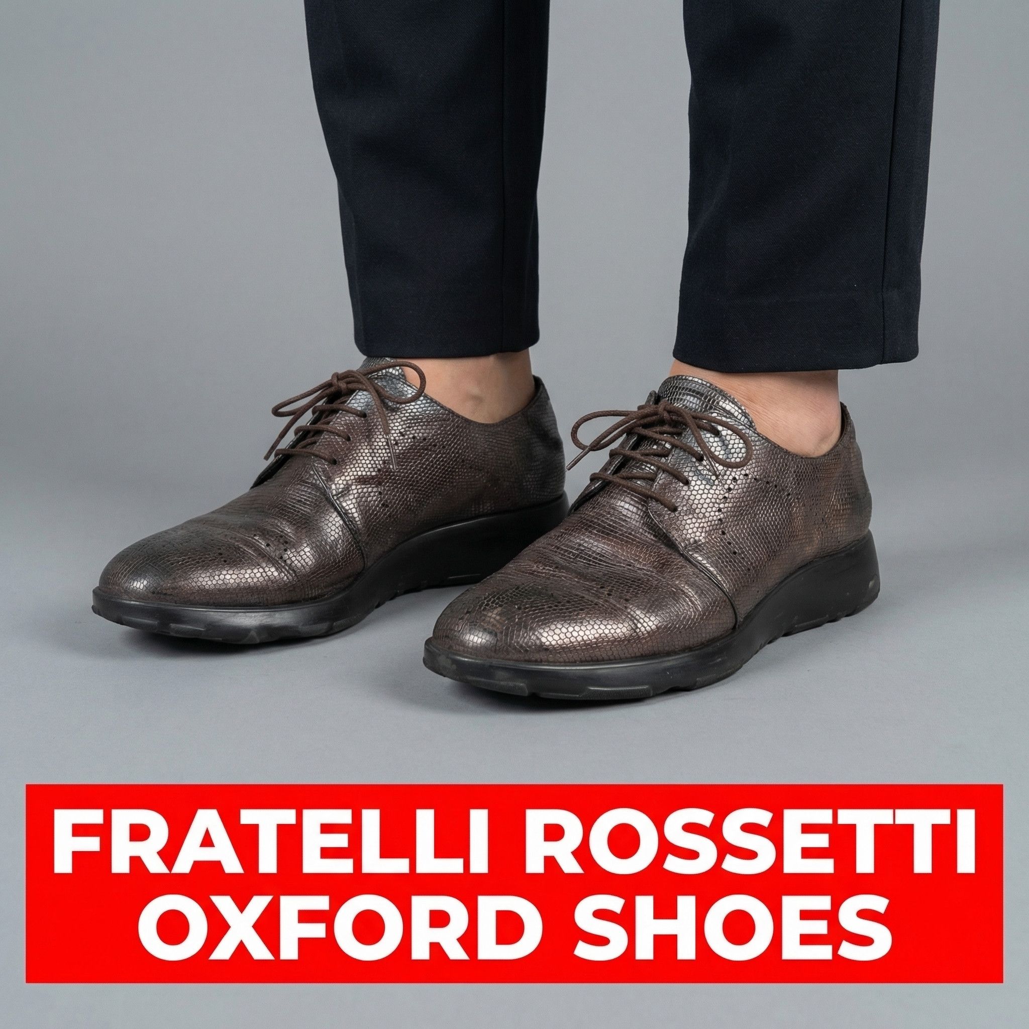 Fratelli Rossetti Fratelli Rossetti Textured Leather Oxford Shoes | Metallic Size US 7.5 / IT 37.5 - 1 Thumbnail