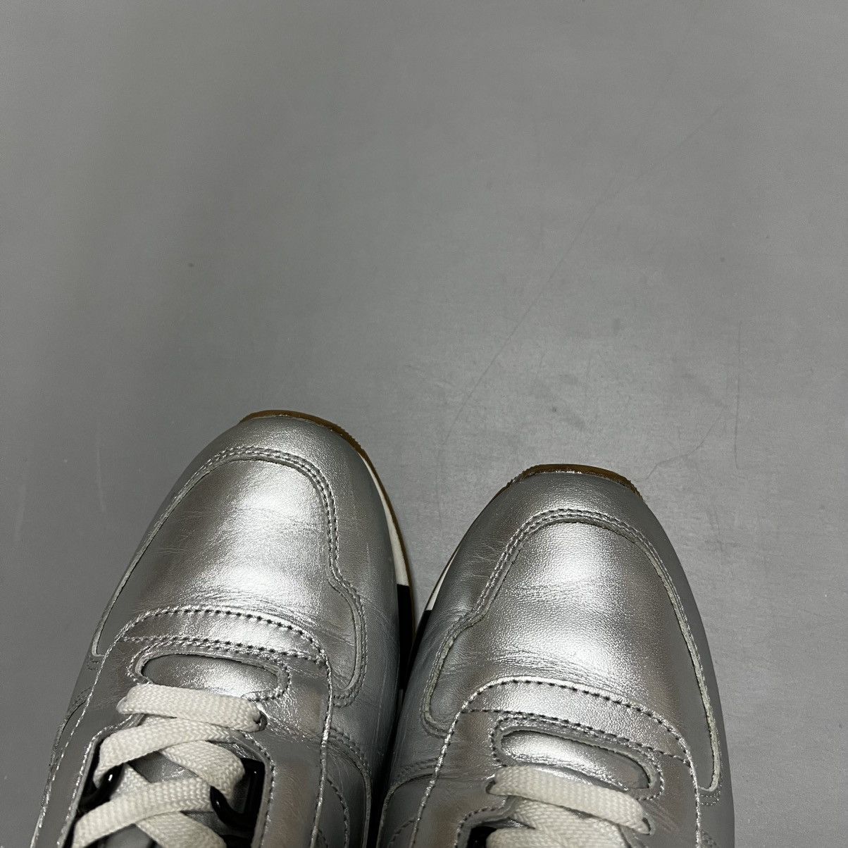 Bally BALLY Gavina Metallic Silver Low Woman's Leather Sneakers Size US 7.5 / IT 37.5 - 7 Thumbnail