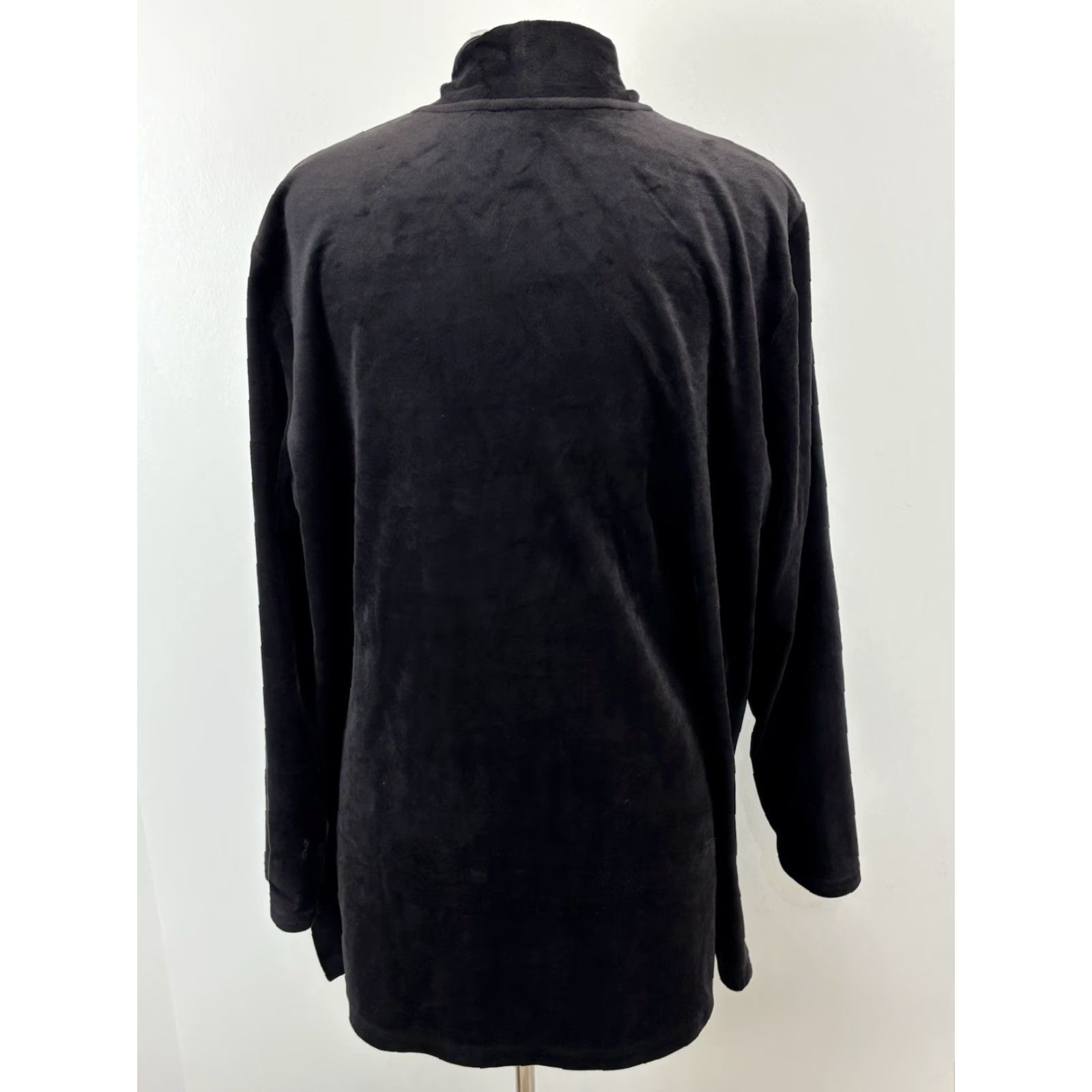 Talbots Talbots Velour Cardigan Jacket Women’s 2X Plus Black Open Front Casual Sweater Size XXL / US 16-18 / IT 52-54 - 3 Thumbnail