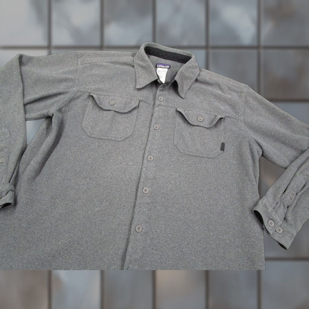 Patagonia Shirt Mens Large Gray Fleece Button-Up Long Sleeve Casual Workwear 25760F0