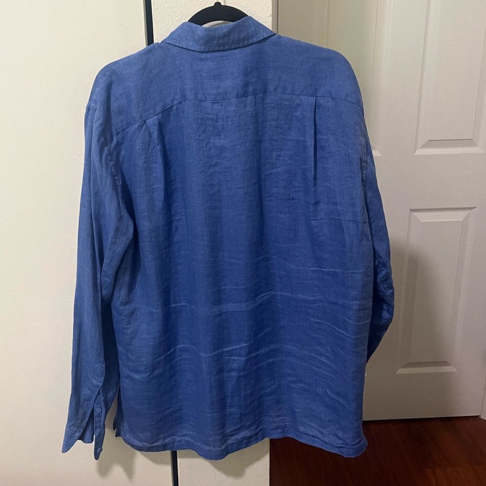 Faconnable Faconnable Men's Linen Blue Button Down Shirt Size US L / EU 52-54 / 3 - 4 Thumbnail