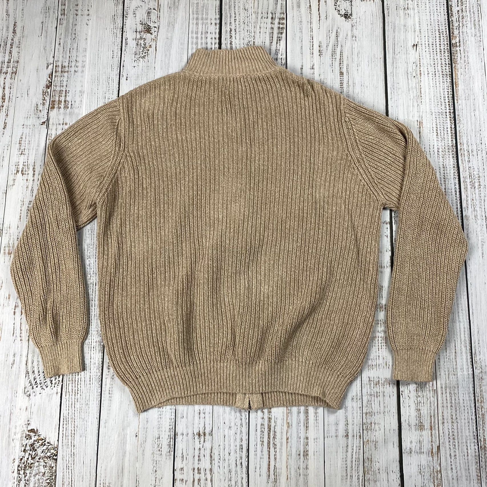 Vintage VINTAGE LL BEAN ZIP KNIT MOCK NECK SWEATER Cotton Mens LT Tall Tan 90s Full Zip Upper Body Knitwear Mens Large Tall? Size US L / EU 52-54 / 3 - 6 Thumbnail