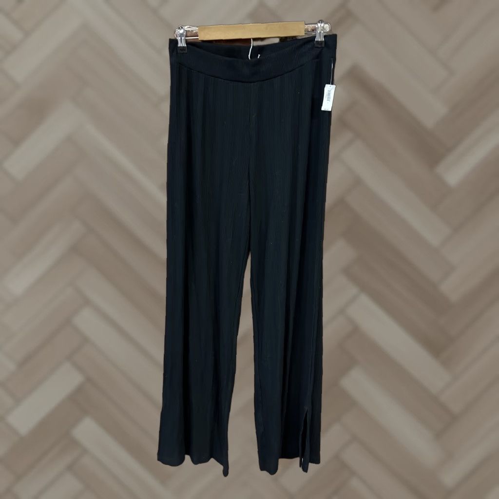 Gap GAP Black Flare Pintuck Track Pants Women's L NWT Regular Size US Lattice Love Theme Sweatpants Jersey Cotton Drawstring Size 36" / US 14 / IT 50 - 1 Thumbnail