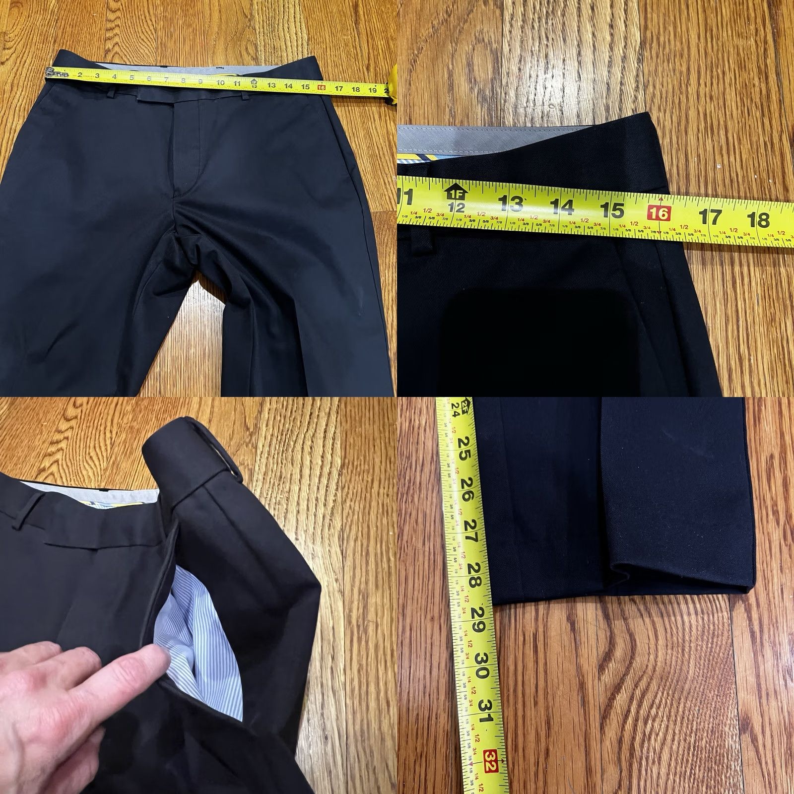Charles Tyrwhitt Charles Tyrwhitt Pants Mens 32W 29L Black Slim Fit Non-Iron Chinos Cotton Calf Flat Front Classic Straight Leg Size US 32 / EU 48 - 8 Thumbnail