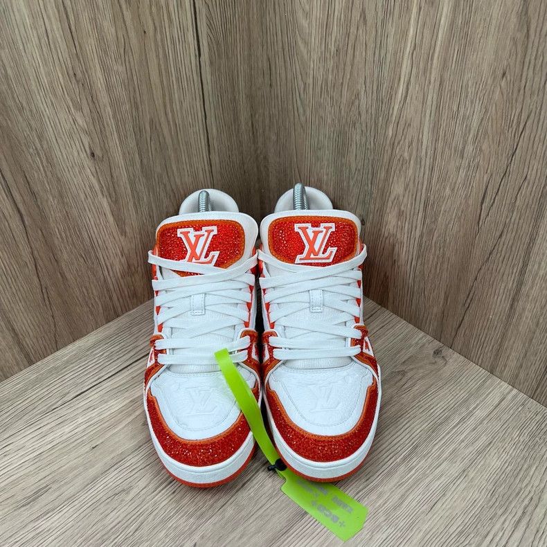 Louis Vuitton Louis Vuitton Trainer white orange rhinestone board shoes Size US 5.5 / EU 38 - 1 Thumbnail