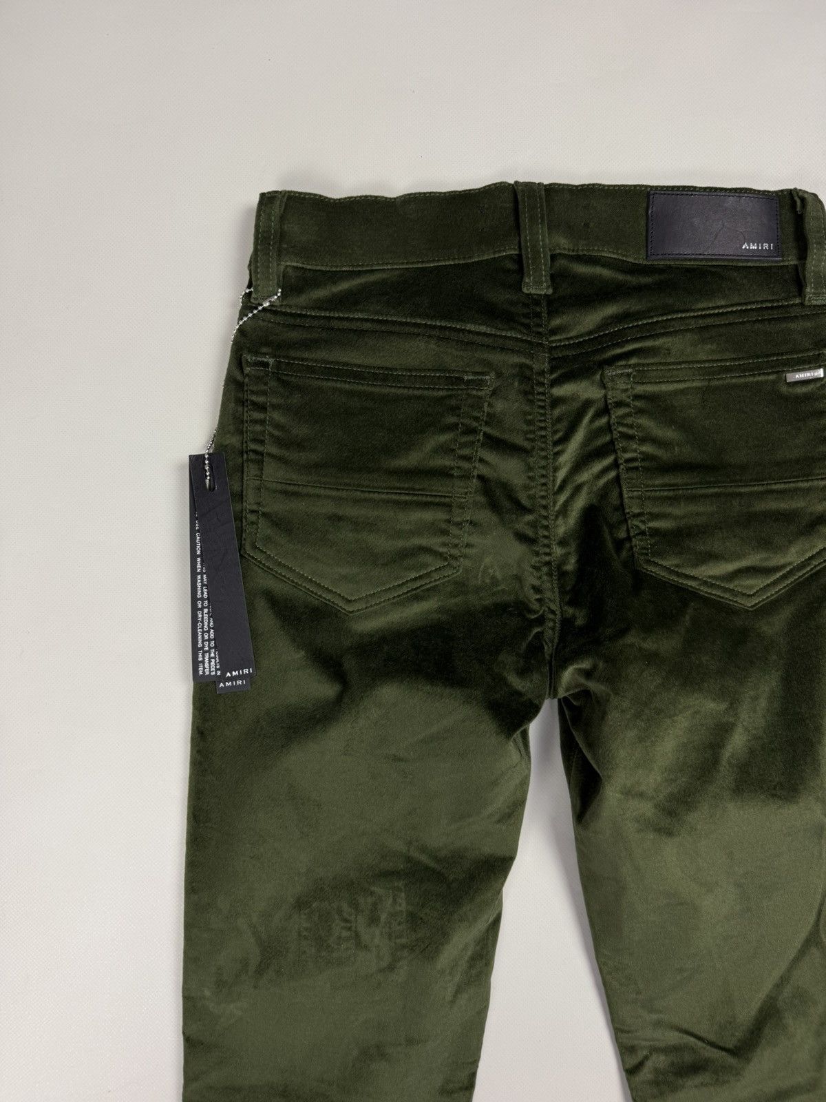 Amiri BNWT Amiri Skinny Stack Military Green Velour Pants Trousers Size 25" / US 0 / IT 36 - 23 Thumbnail