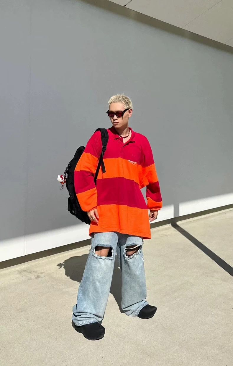 Balenciaga Balenciaga Coke Wave logo color-block long-sleeved polo sh Size US XXS / EU 40 - 6 Thumbnail