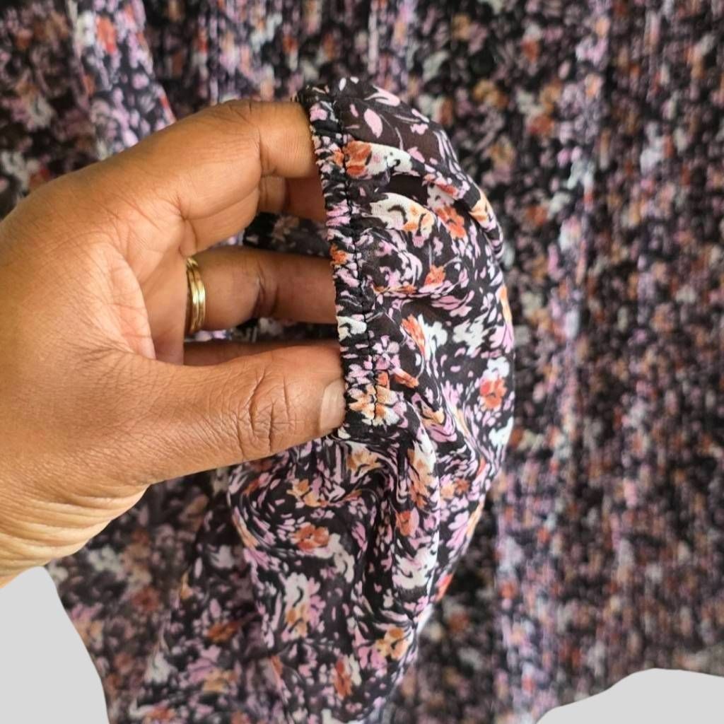 Topshop TOPSHOP Women’s Floral Sheer Blouse Boho Pleated Button-Up L Size XS / US 0-2 / IT 36-38 - 12 Thumbnail