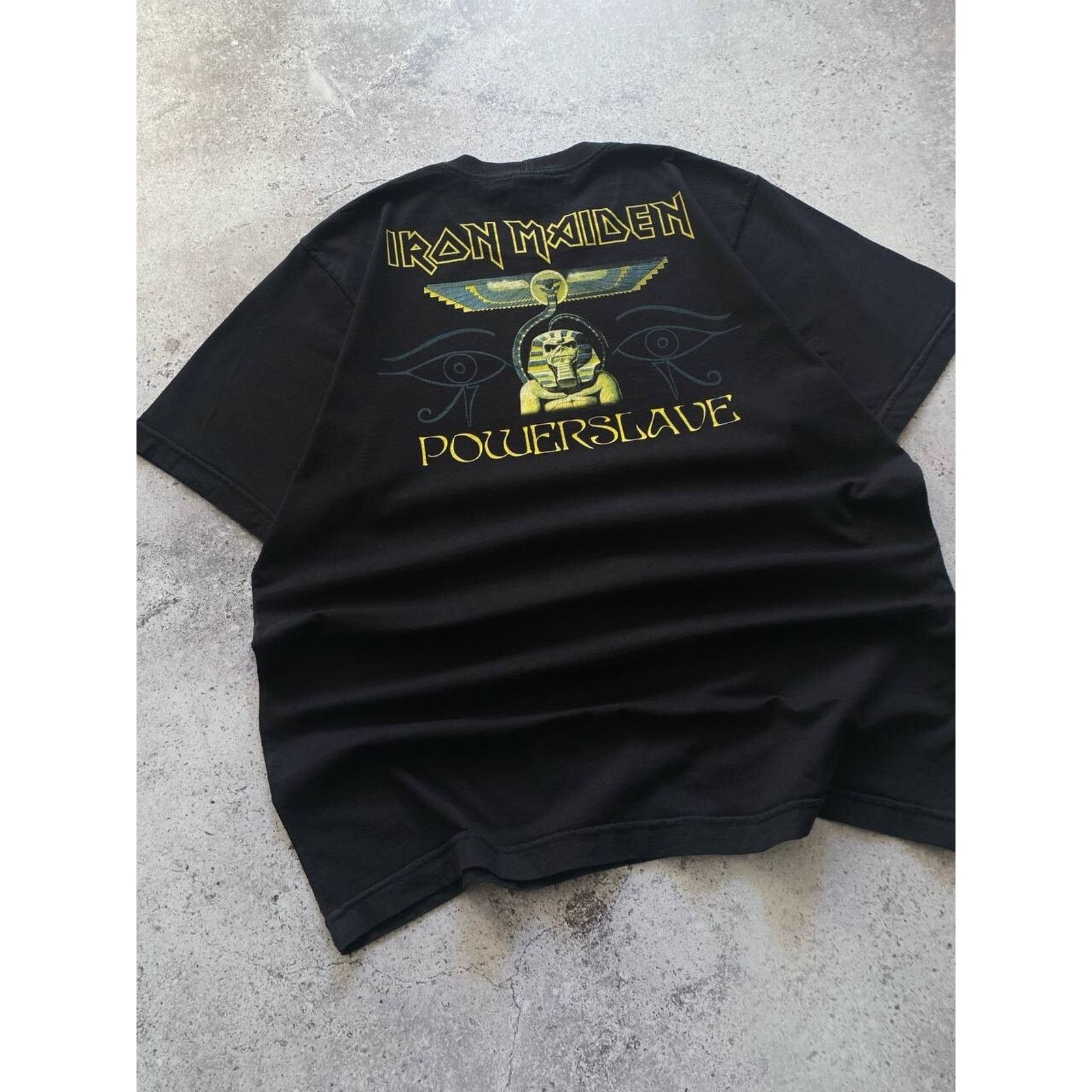 Band Tees × Iron Maiden × Vintage VINTAGE IRON MAIDEN "POWERSLAVE" ALBUM HEAVY METAL BAND TEE Size US L / EU 52-54 / 3 - 8 Thumbnail