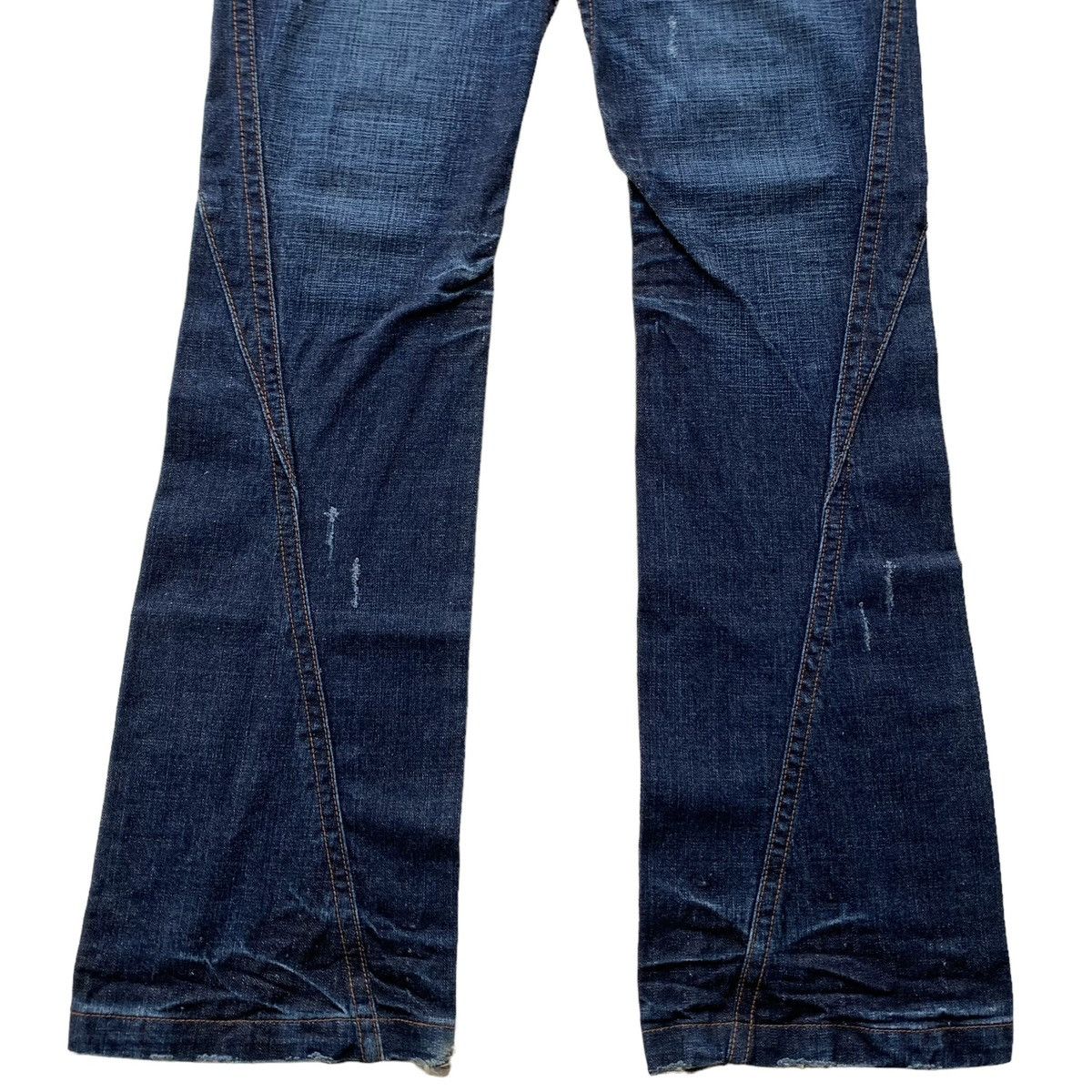 Japanese Brand 2000s Michel Klein Homme Flared Mix Leather Multi Zip Jeans Size US 32 / EU 48 - 4 Thumbnail