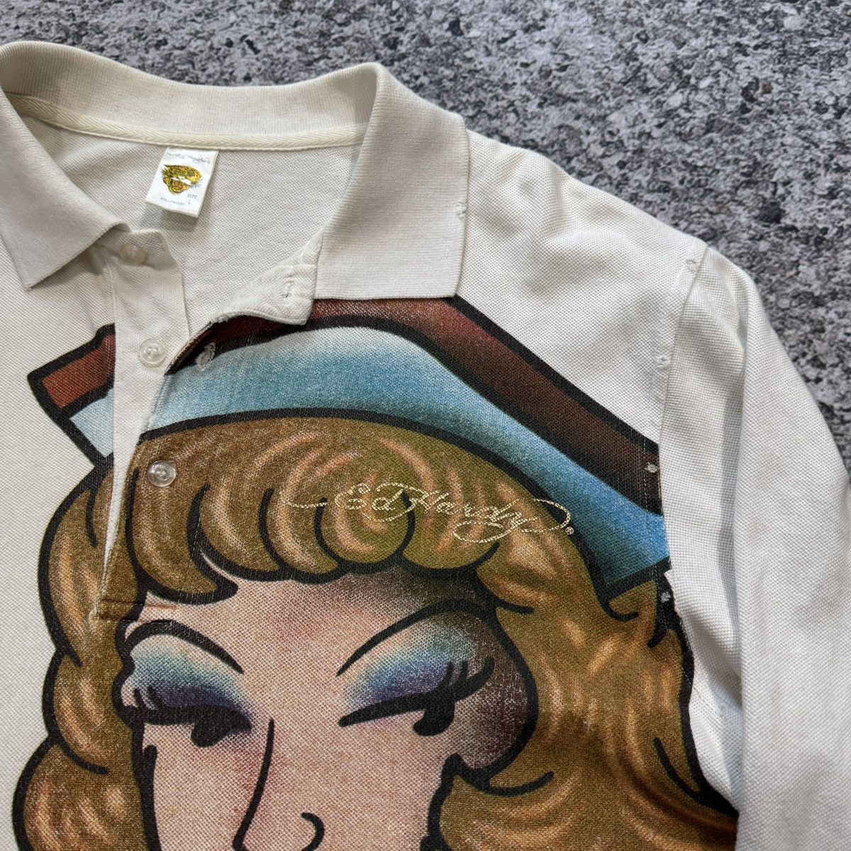 Ed Hardy Y2K Ed Hardy Thrashed Distressed Nurse Shirt ERD Grunge Size US L / EU 52-54 / 3 - 10 Thumbnail