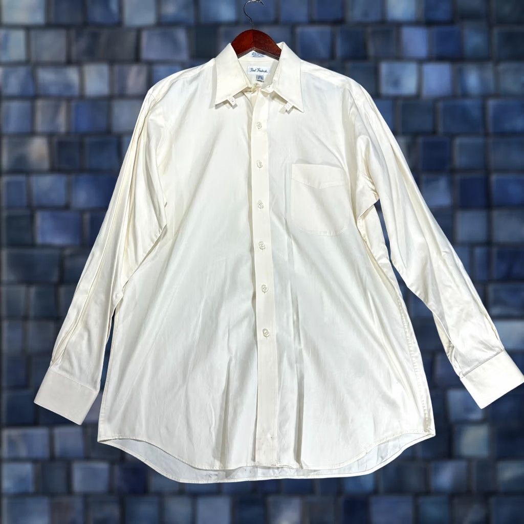 Vintage Paul Fredrick Shirt Yellow Cotton PinPoint Oxford 80's Two Ply 15 Mens Pocket Size US M / EU 48-50 / 2 - 1 Thumbnail