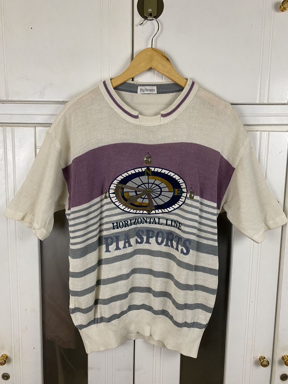 image of Vintage Knitwear Pia Sport Big Logo in White, Men's (Size Medium)