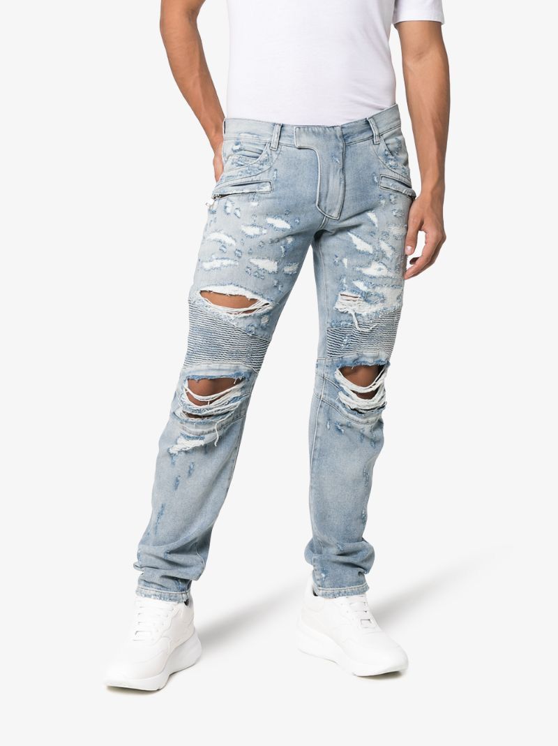 Balmain Balmain Slim Ripped Biker Pants Size US 28 / EU 44 - 12 Thumbnail