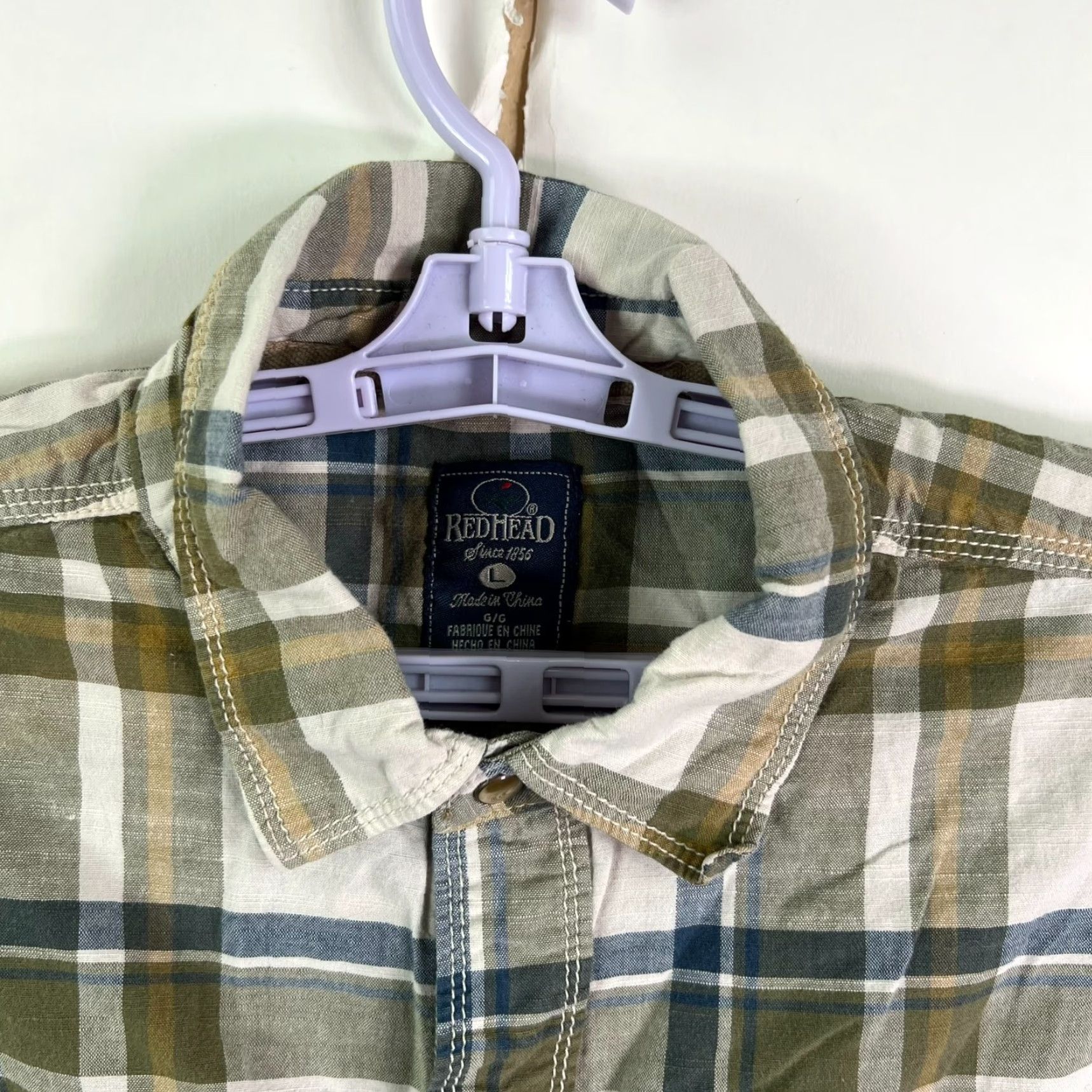 Vintage RedHead Shirt Plaid Button-Up Short Sleeve Men Size L Green Size US L / EU 52-54 / 3 - 3 Thumbnail
