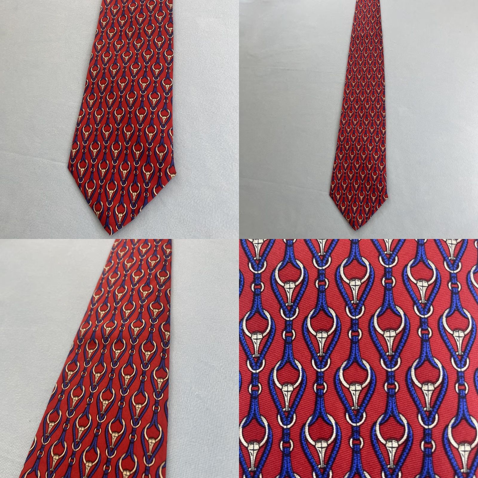 Brooks Brothers Vtg Brooks Brothers Makers Silk Tie Art Deco Chain Longhorns Bulls Red USA 4x58 Size ONE SIZE - 9 Thumbnail