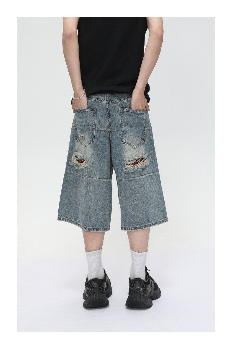Japanese Brand × Jean Japanese retro distressed straight ripped denim shorts Size US 32 / EU 48 - 5 Thumbnail