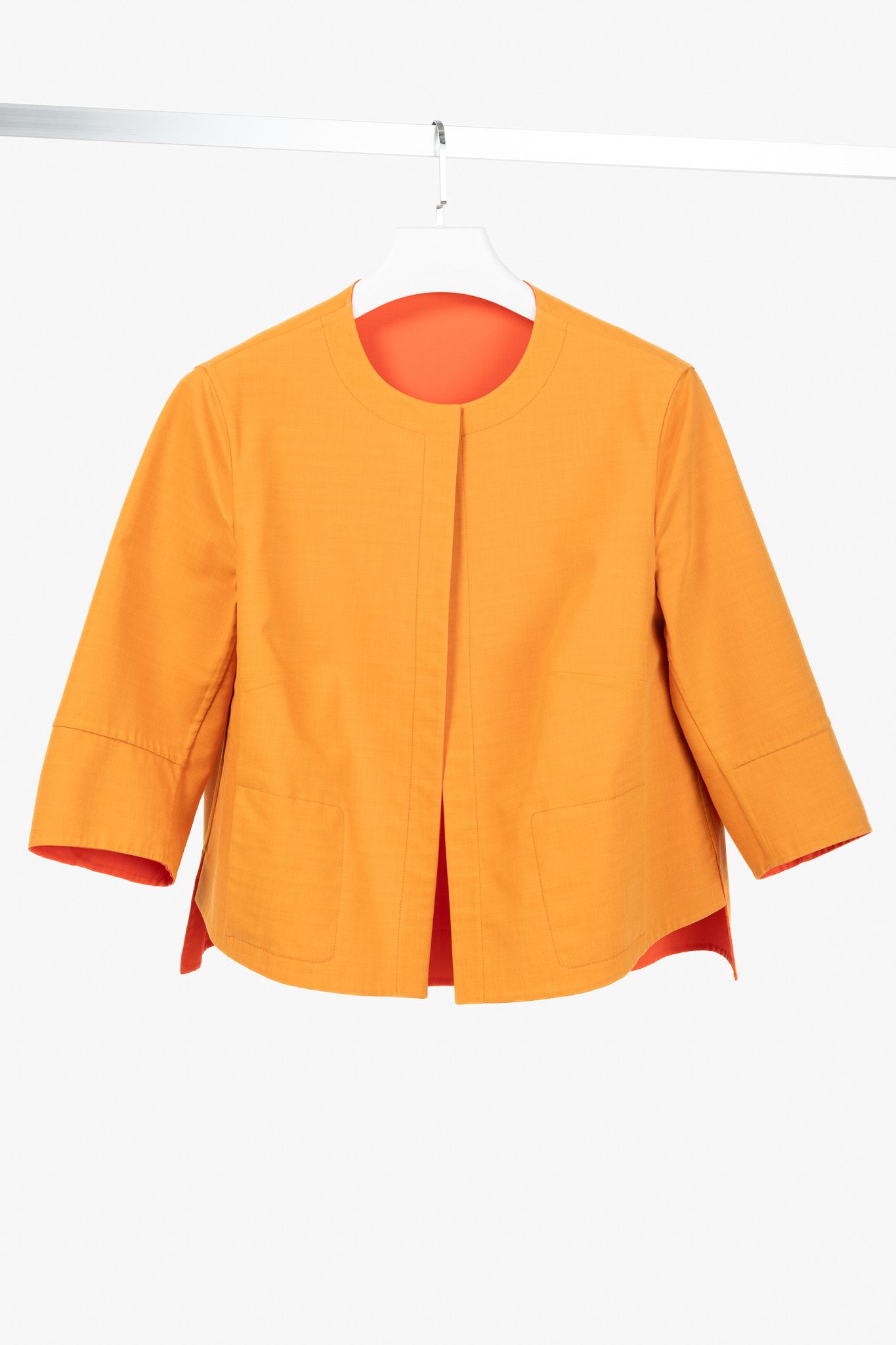 Akris Akris Reversible Firecracker Orange Cotton Trapeze Jacket Size XL / US 12-14 / IT 48-50 - 2 Thumbnail