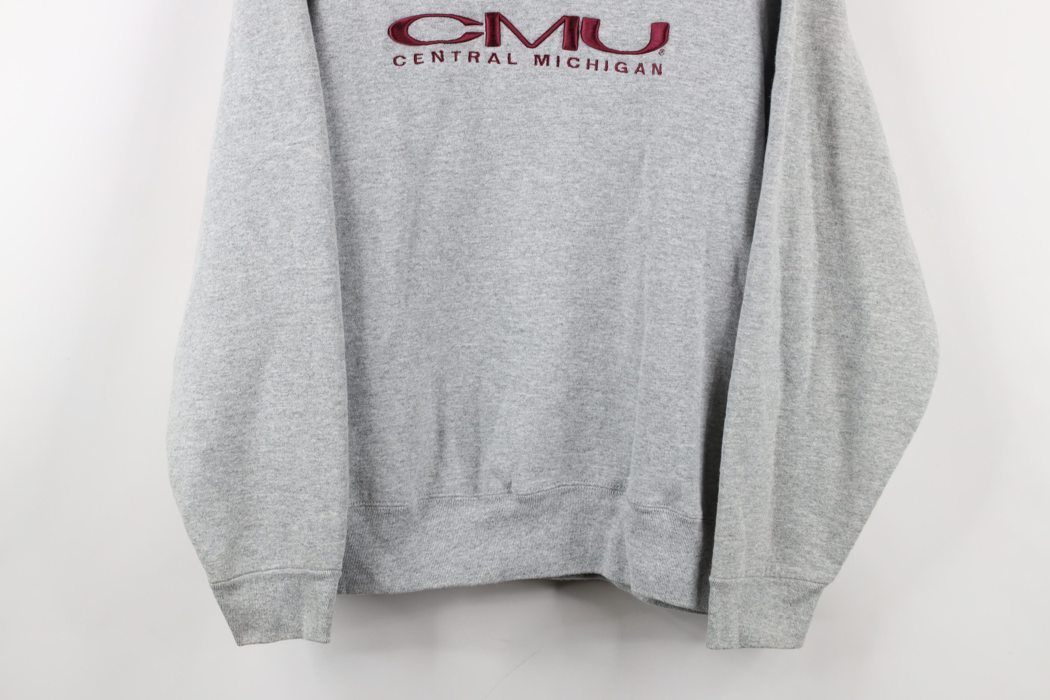 Vintage Vintage 90s Central Michigan University Sweatshirt Gray USA Size L / US 10 / IT 46 - 3 Thumbnail