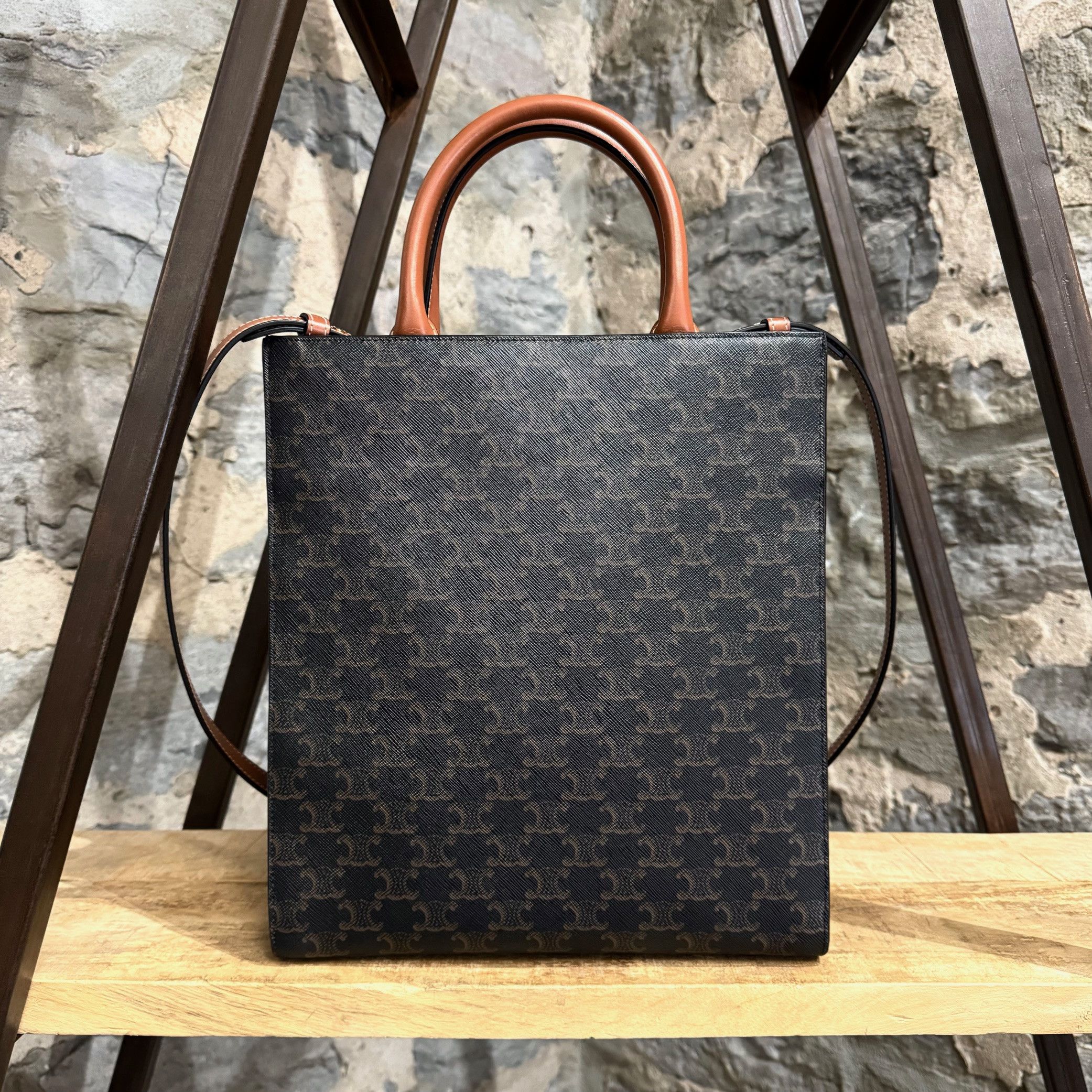 Celine Celine Triomphe Print Logo Vertical Small Cabas Tote Bag Size ONE SIZE - 5 Thumbnail