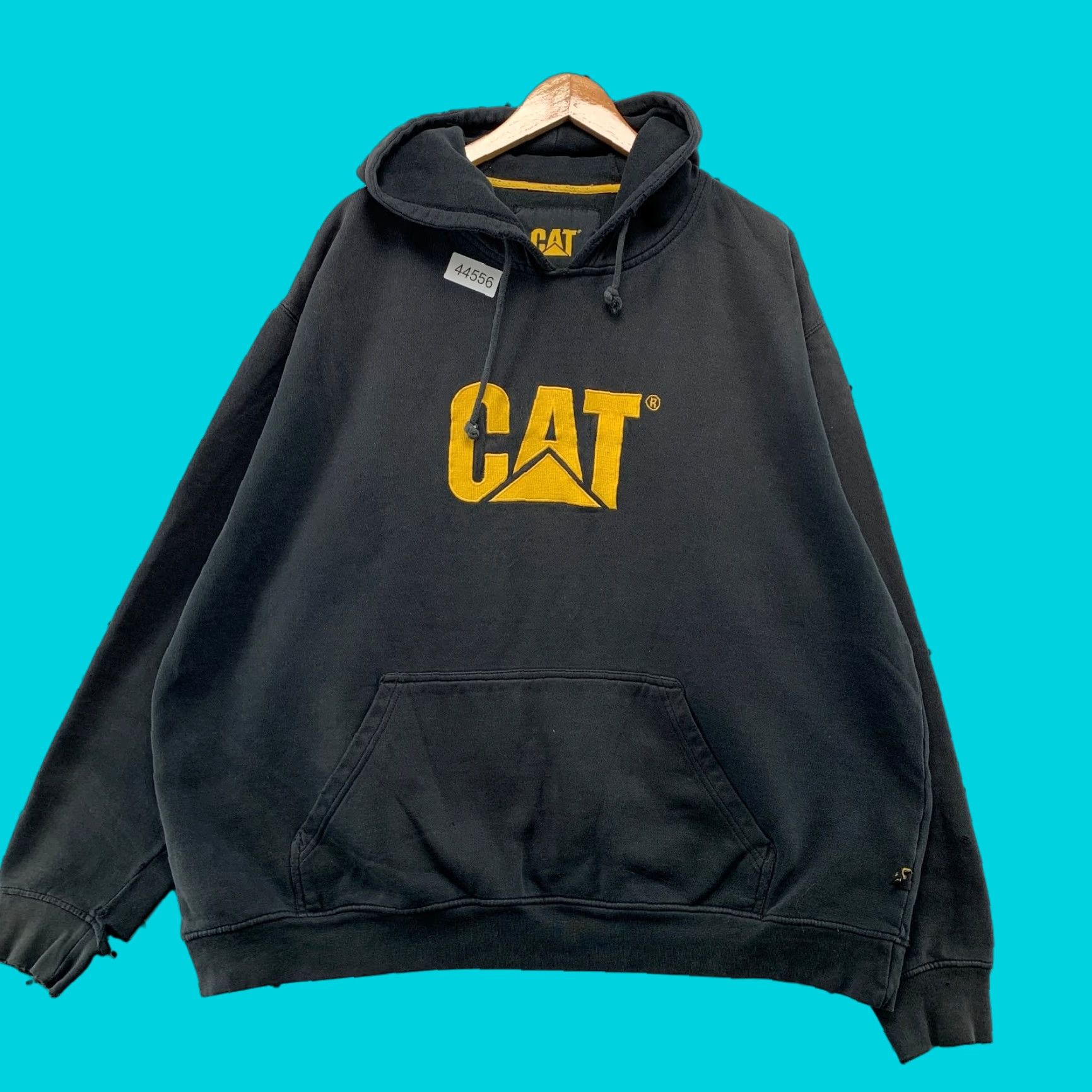 Vintage VINTAGE CAT Caterpillar Sweatshirt Mens 2XL Hoodie Faded Black Heavyweight fleece Cat Charcoal Black 2XL Mens Hoodie Size US XXL / EU 58 / 5 - 1 Thumbnail