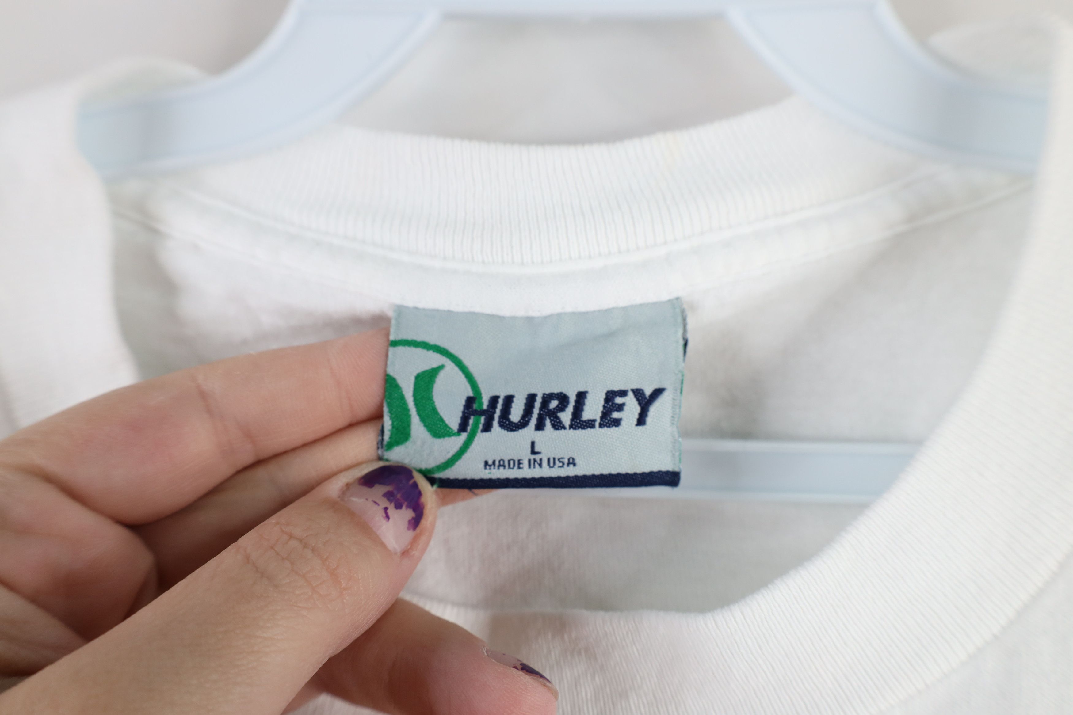 Hurley Vintage 90s Hurley t Surfing Long Sleeve T-Shirt White USA Size US L / EU 52-54 / 3 - 8 Thumbnail