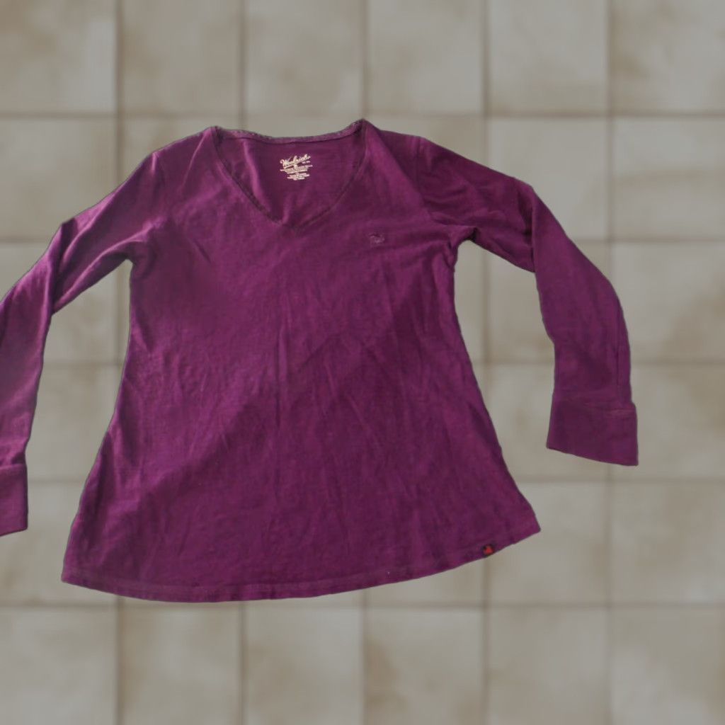Vintage Woolrich Blouse Shirt Womens L Purple V-Neck Pullover Knit Cotton Casual Regular Basic Designer Size L / US 10 / IT 46 - 1 Thumbnail