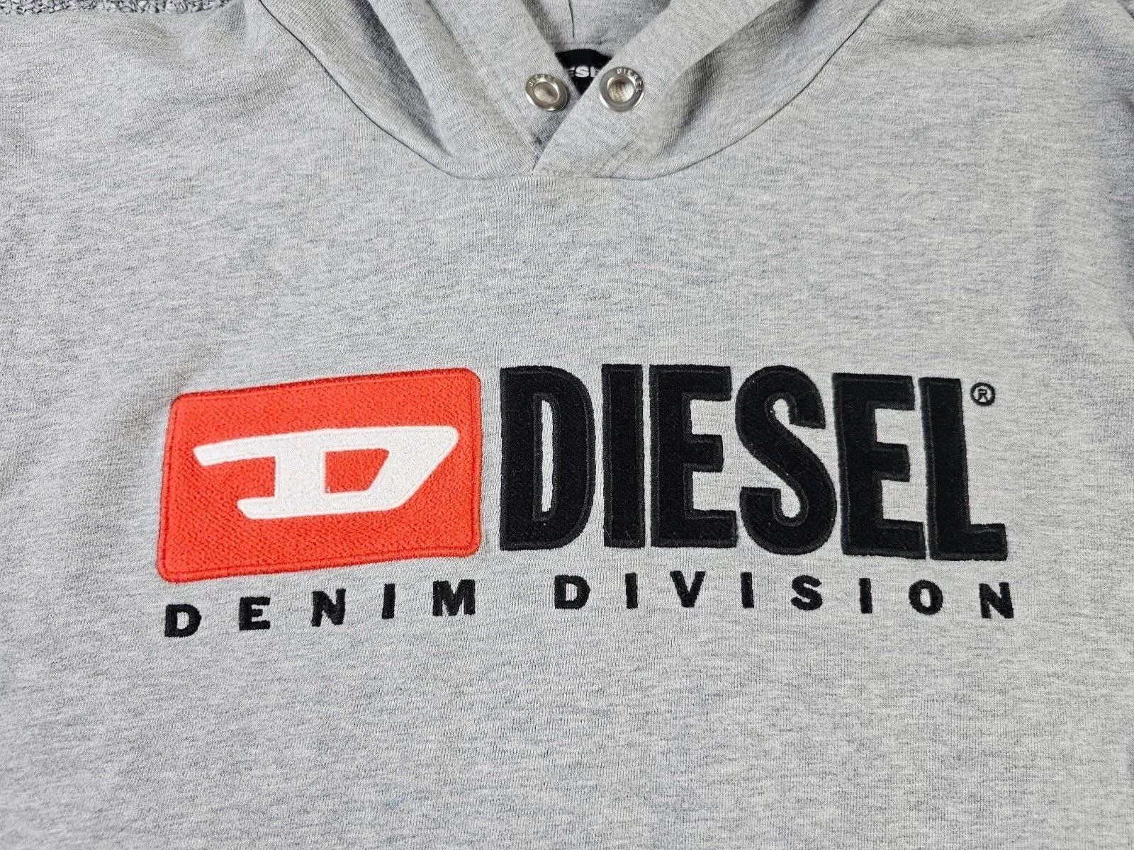 Diesel Diesel S-Ginn Denim Division Spellout Logo Hoodie Gray Men M Size US M / EU 48-50 / 2 - 2 Thumbnail