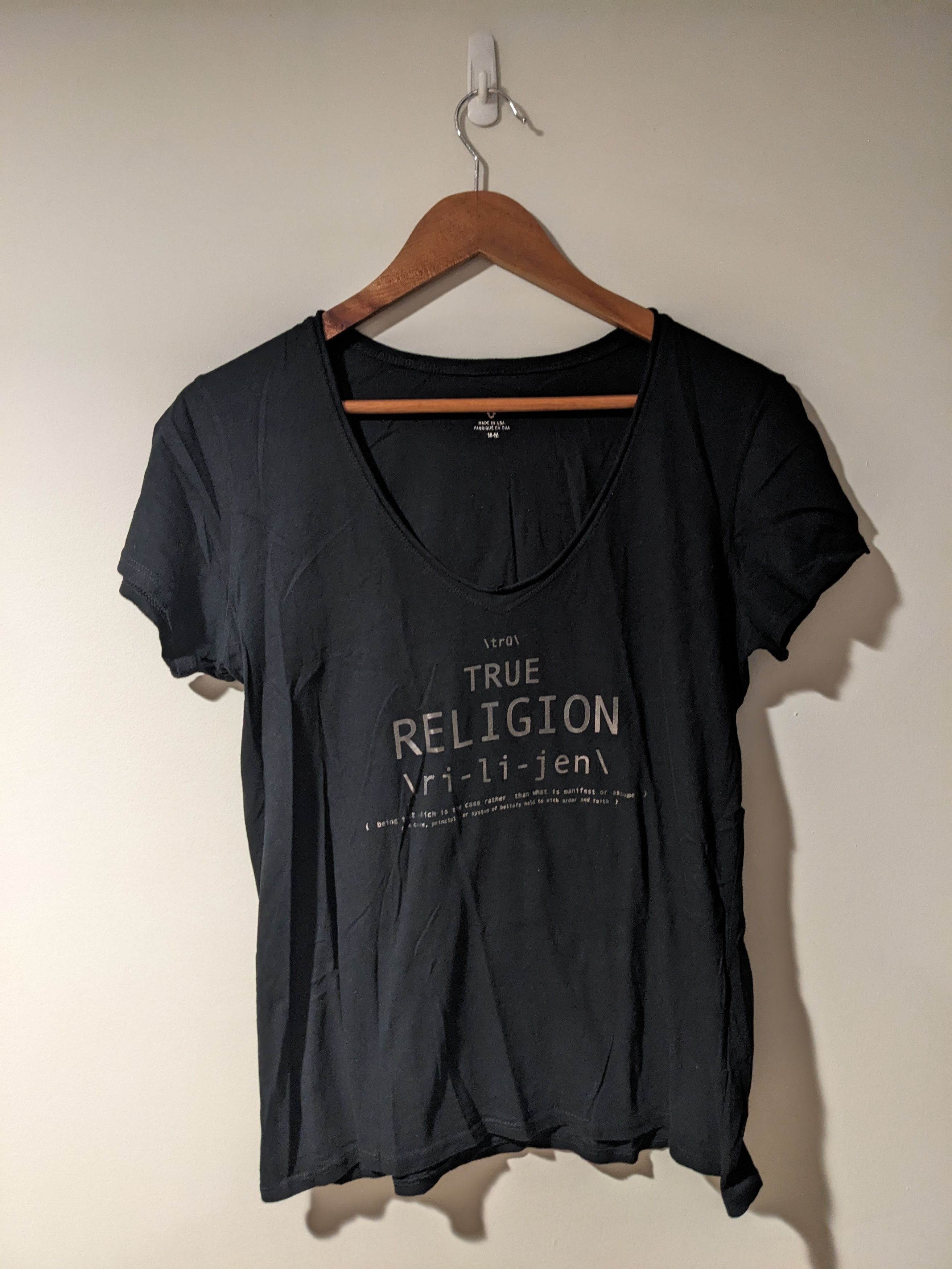 Designer × True Religion True Religion Spell Out Logo Womans Medium Black T-Shirt Size M / US 6-8 / IT 42-44 - 1 Thumbnail