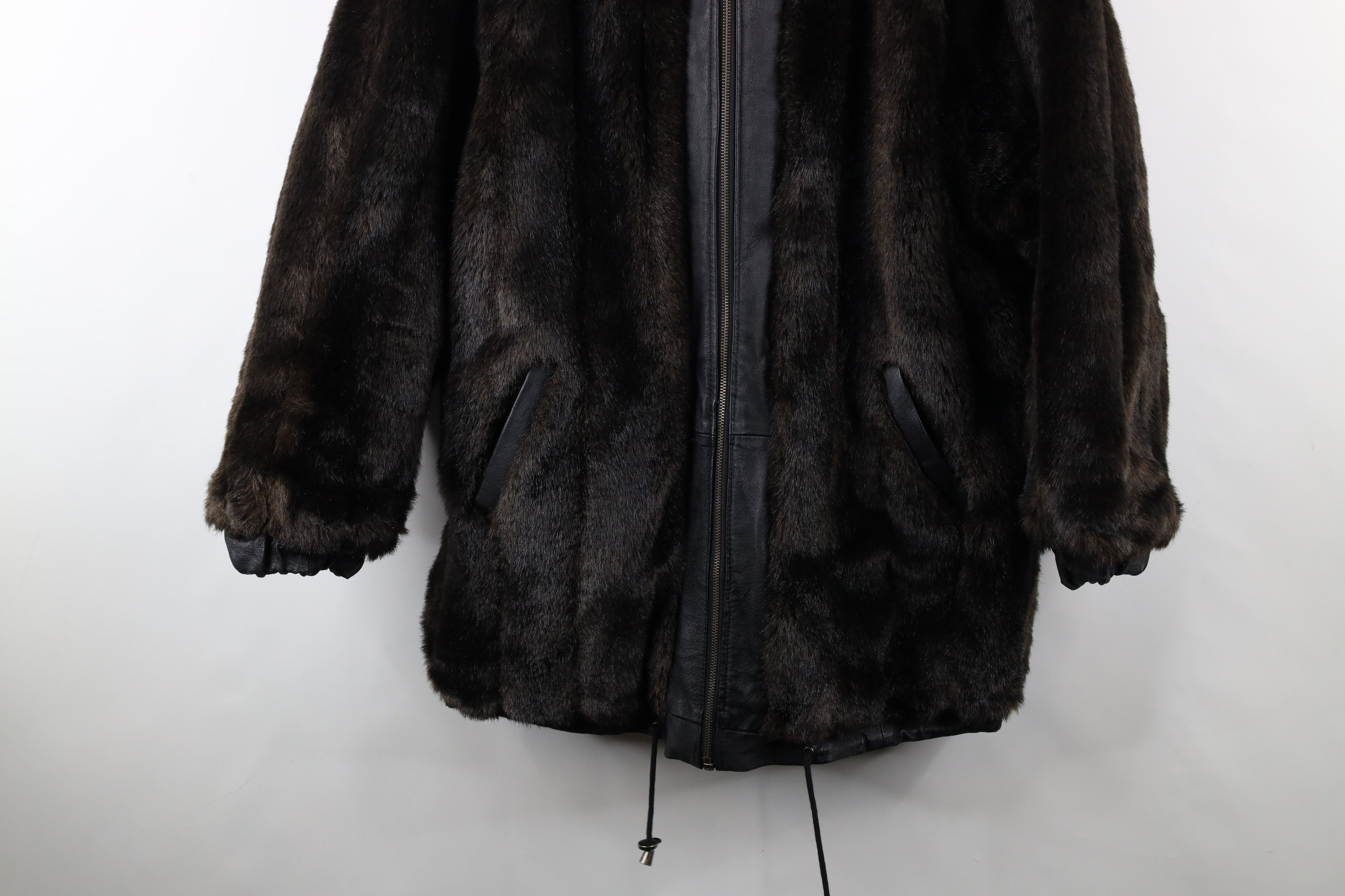 Vintage Vintage 90s Streetwear Reversible Fur Leather Hooded Jacket Size US M / EU 48-50 / 2 - 15 Thumbnail