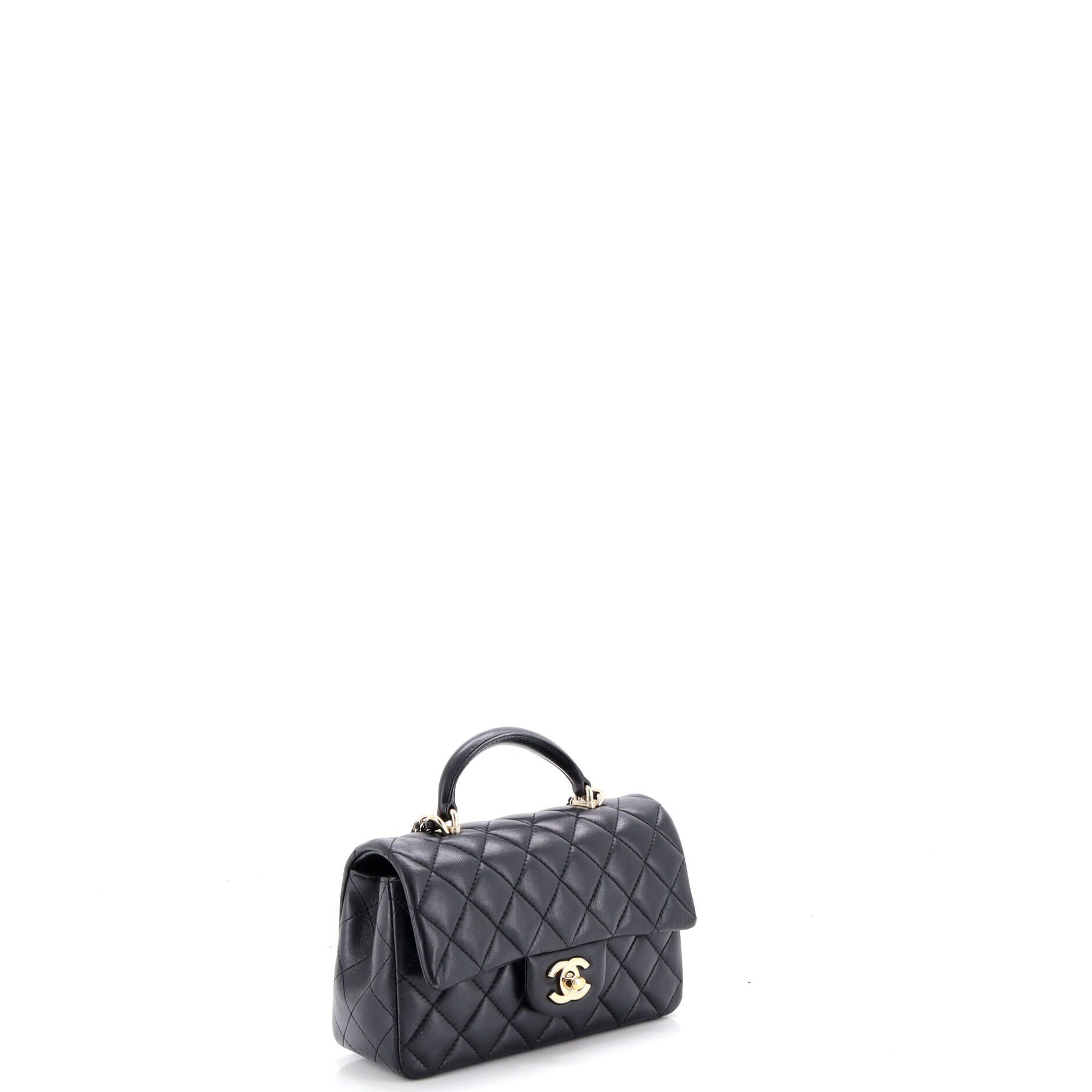 Chanel Classic Single Flap Top Handle Bag Quilted Lambskin Mini Size ONE SIZE - 1 Thumbnail