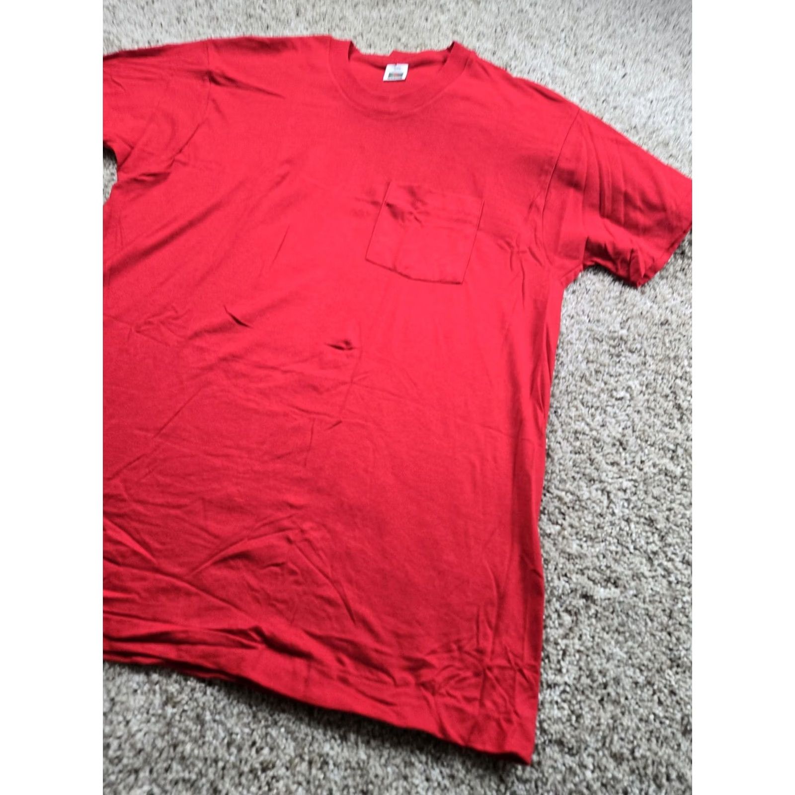 Fruit Of The Loom VINTAGE Fruit of the Loom Shirt Mens XL Red Pocket USA 90s Crew Neck Short Sleeve Size US XL / EU 56 / 4 - 2 Thumbnail