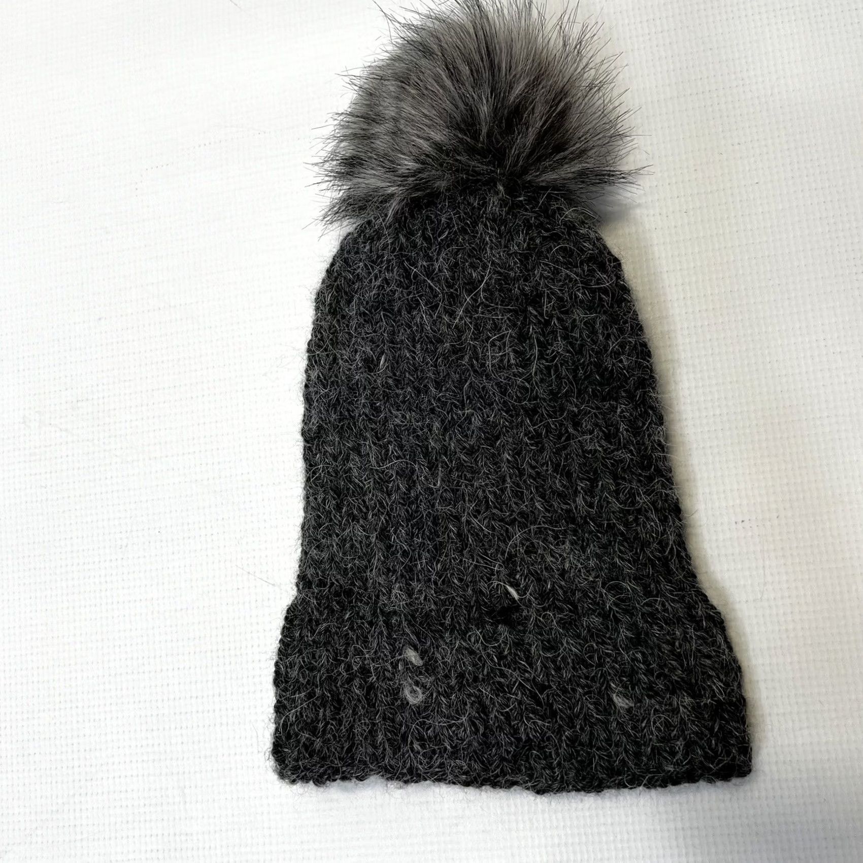 Vintage VINTAGE Women’s Knit Ribbed Cuff Hat Pom Beanie Light Gray Size ONE SIZE - 5 Thumbnail