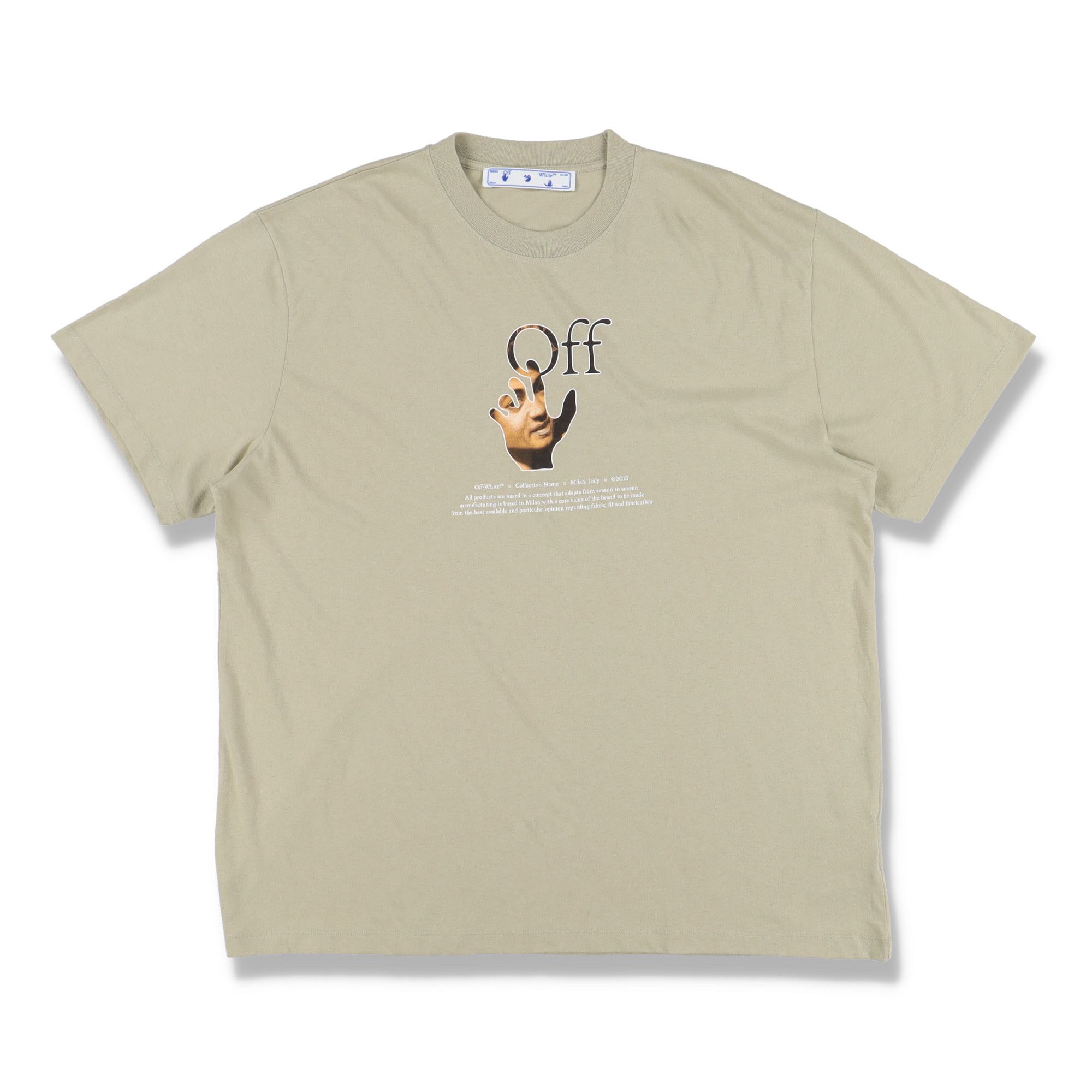 Off-White Beige Caravaggio Hand Off Logo Oversized T-shirt Size US S / EU 44-46 / 1 - 1 Thumbnail