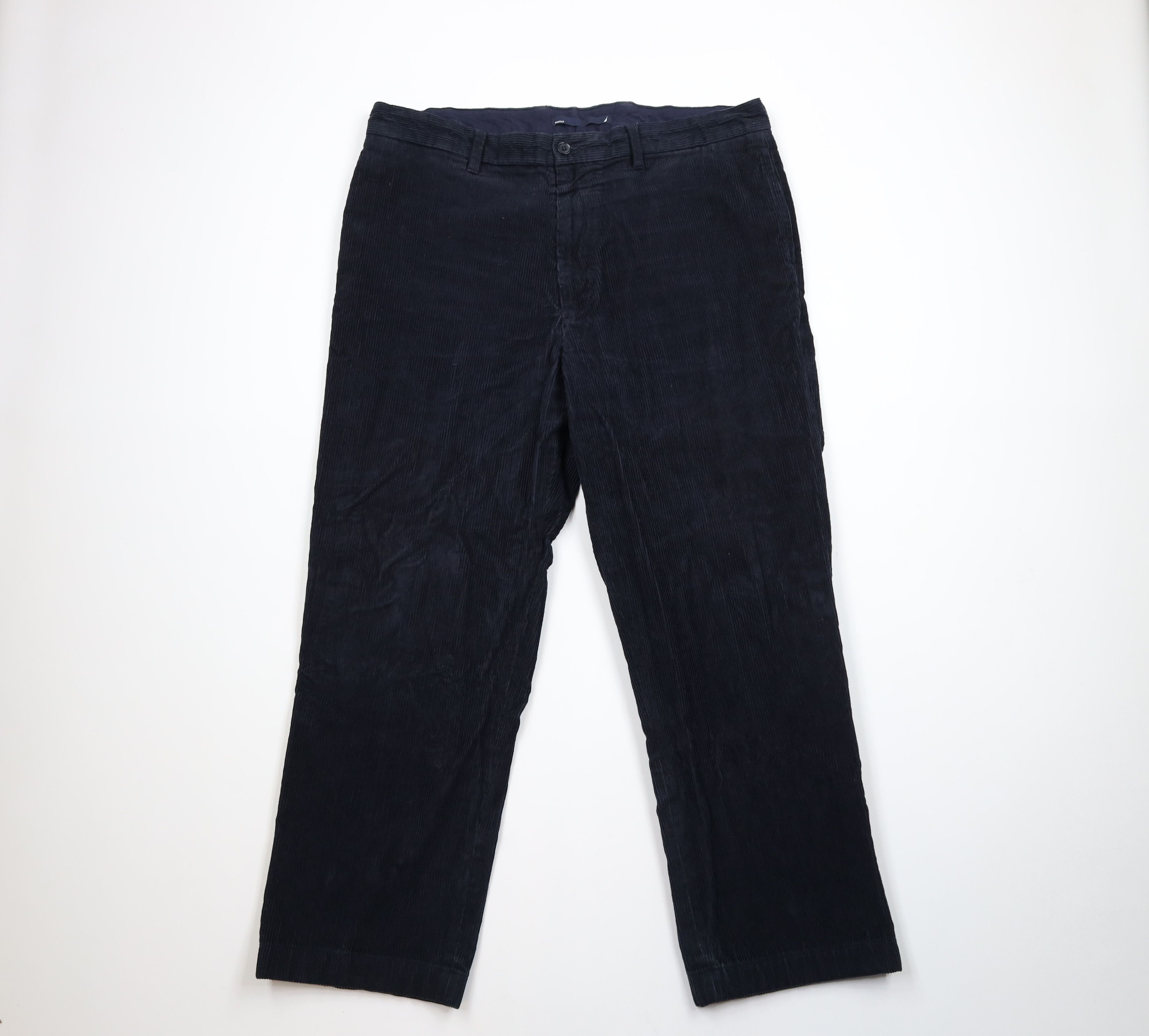 Nautica × Vintage Vintage 90s Nautica Wide Leg Corduroy Chino Pants Navy Blue Size US 40 / EU 56 - 1 Thumbnail