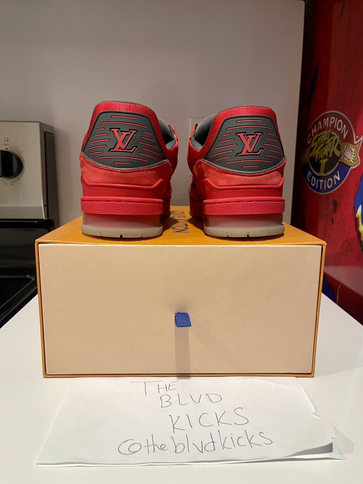 Louis Vuitton Louis Vuitton 408 Trainer Low Top Virgil Red Grey Size US 10 / EU 43 - 6 Thumbnail