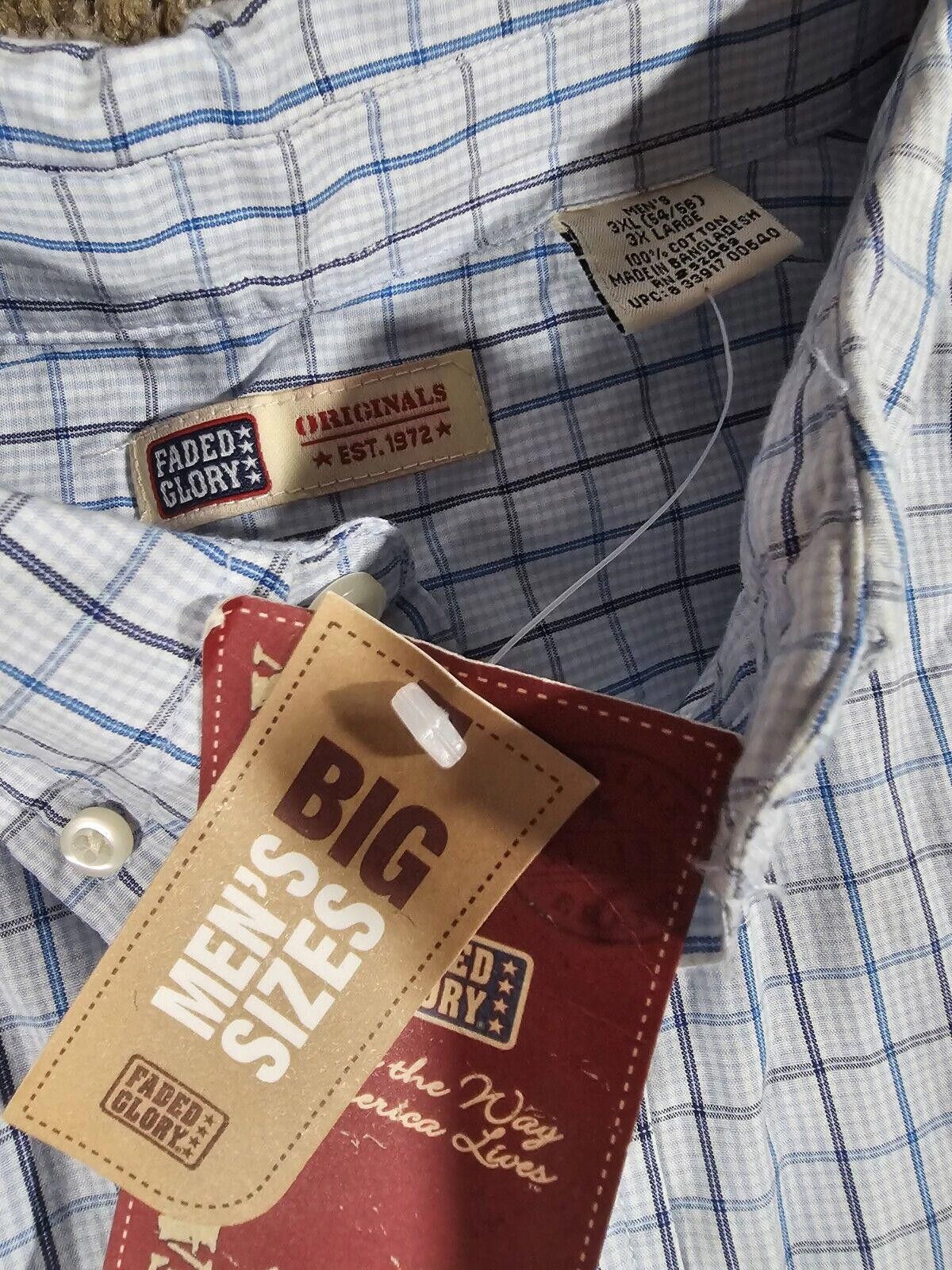 Faded Glory Faded Glory 3x(54/56) blue checkered button-up shirt NWT Size US XXL / EU 58 / 5 - 4 Thumbnail