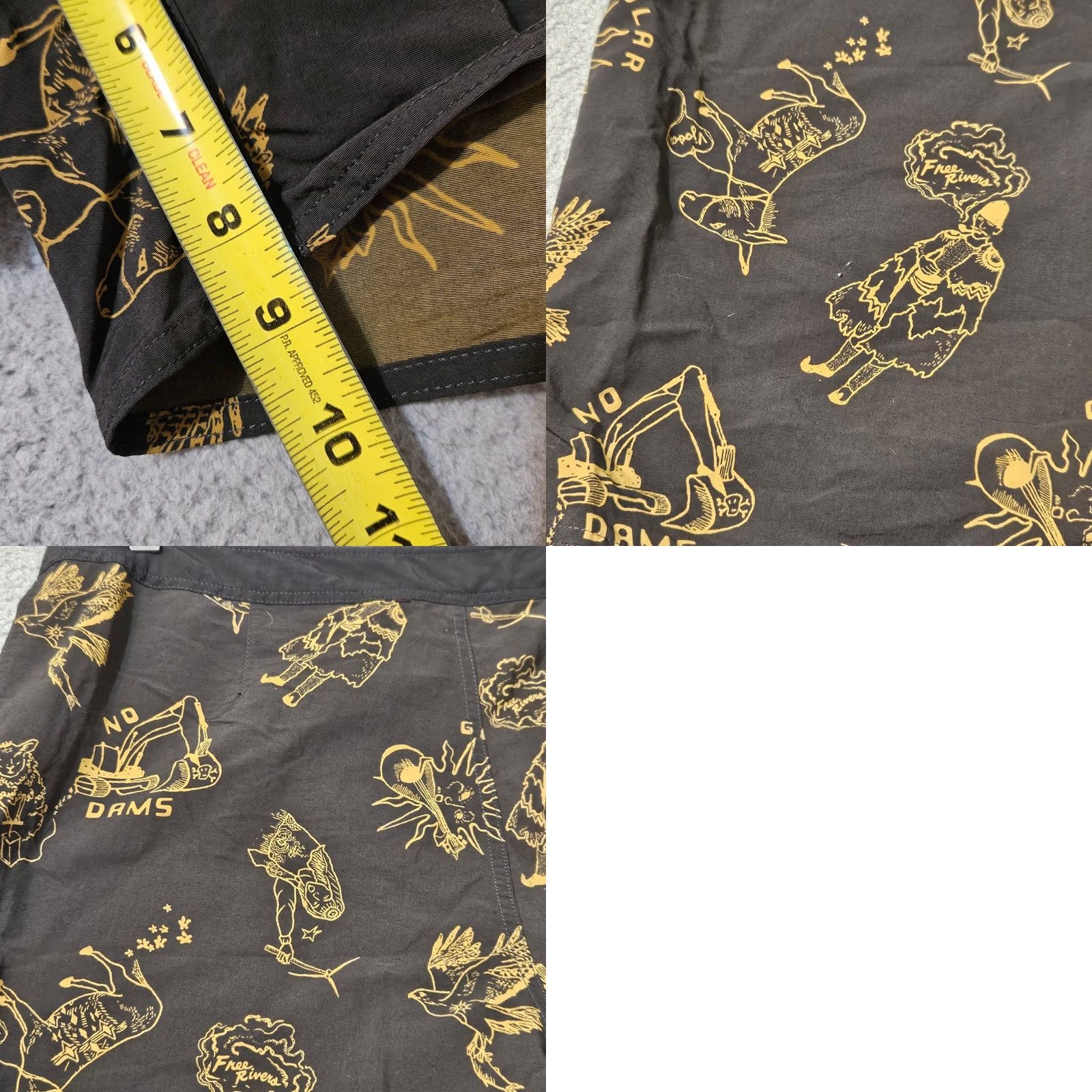 Patagonia Patagonia Boardshorts Mens 34 Wavefarer Bottom Regular 19" Black Yellow Solid Mens Size US 34 / EU 50 - 8 Thumbnail