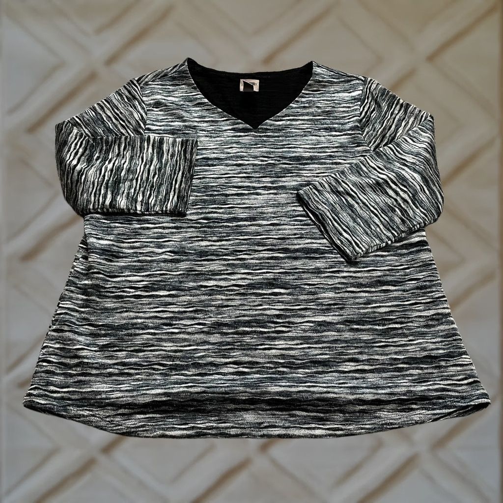 Vintage Chico's Easywear Womens V Neck Shirt Size XL 16 Heather Gray Pullover Top Size XL / US 12-14 / IT 48-50 - 1 Thumbnail