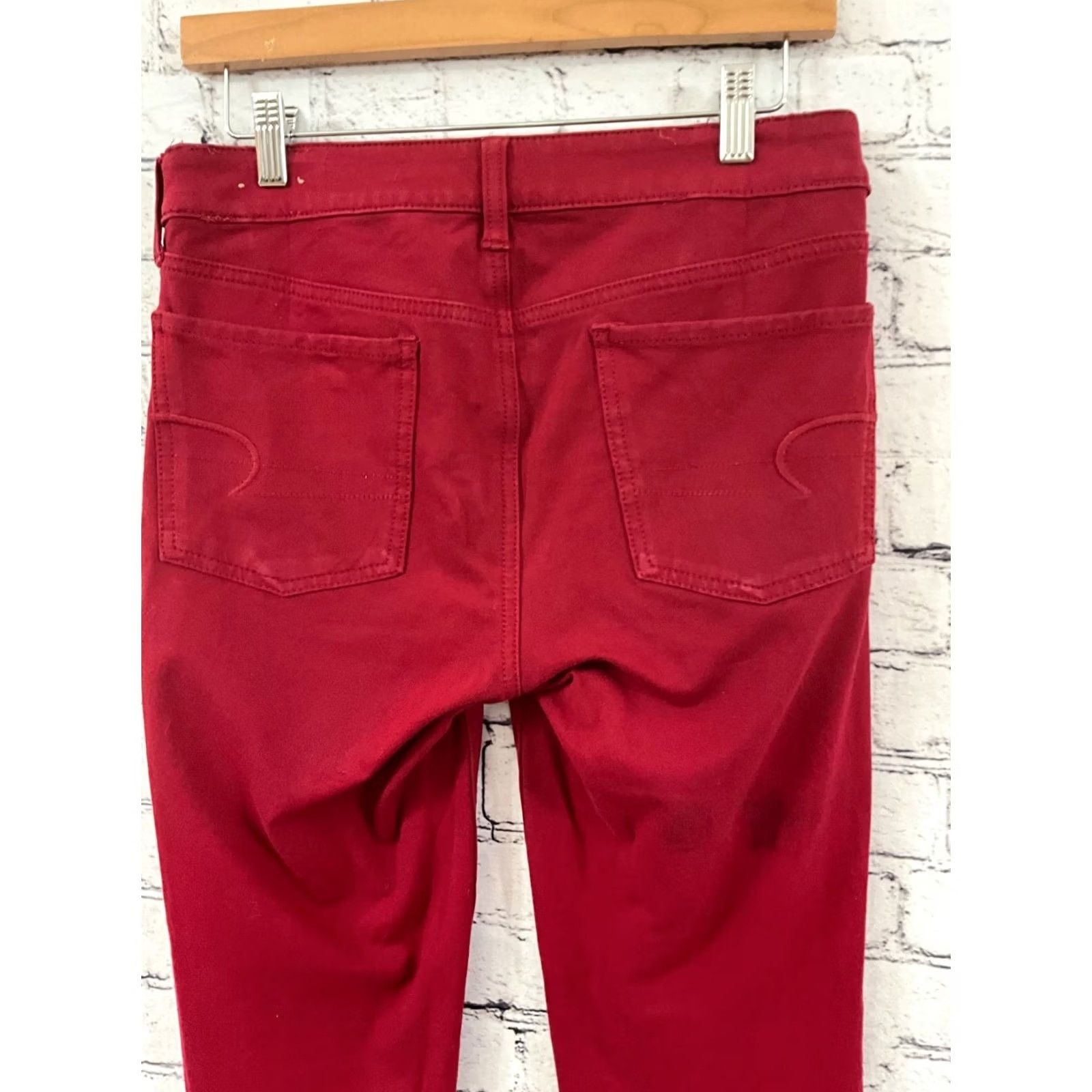 American Eagle Outfitters AMERICAN EAGLE WOMENS JEGGING RED Size SMALL 5-POCKET Denim Cotton Blend Stretch Regular Rise Mid 28in INSEAM Size 28" / US 6 / IT 42 - 6 Thumbnail
