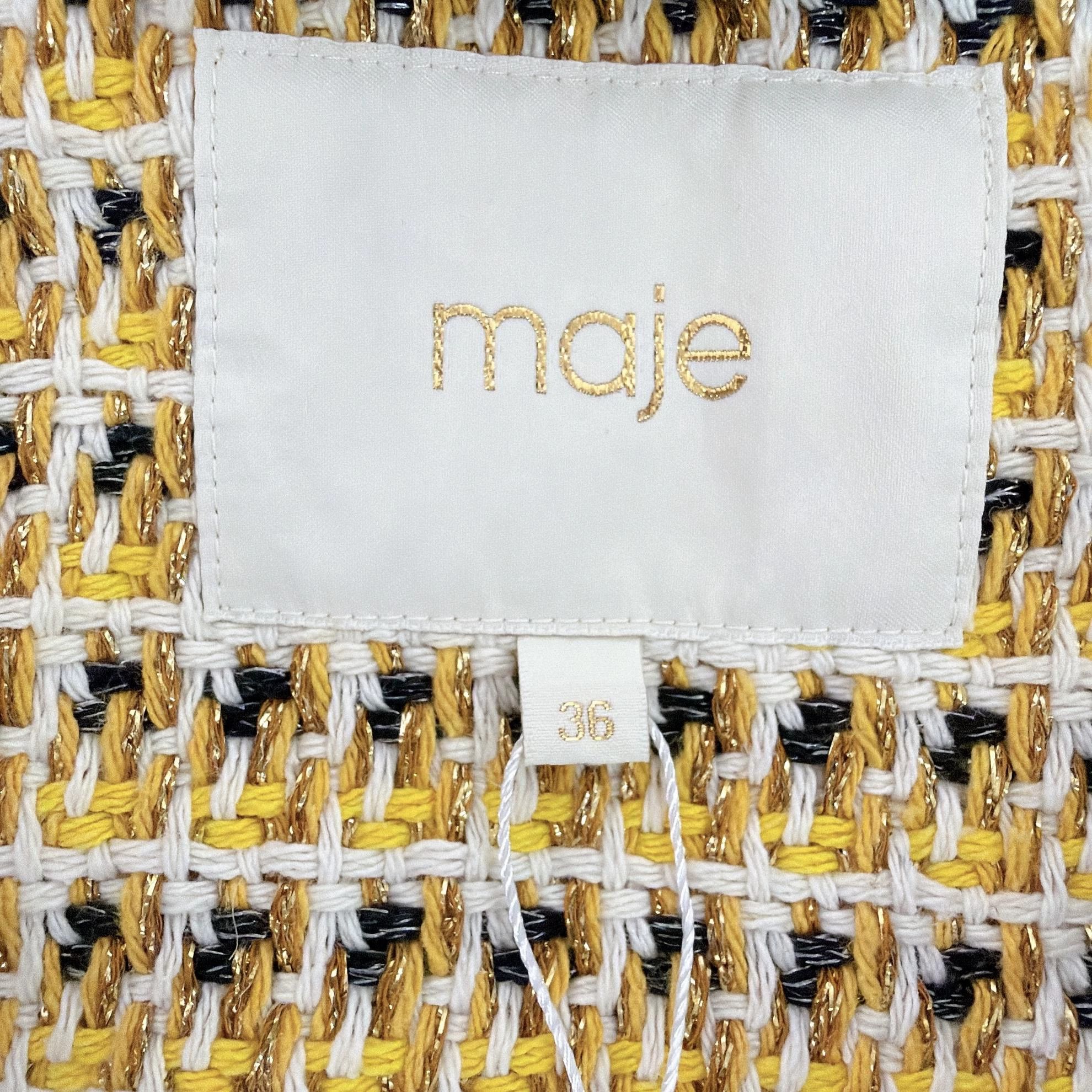Maje Maje Yellow Tweed Jacket 36 Size XS / US 0-2 / IT 36-38 - 7 Thumbnail