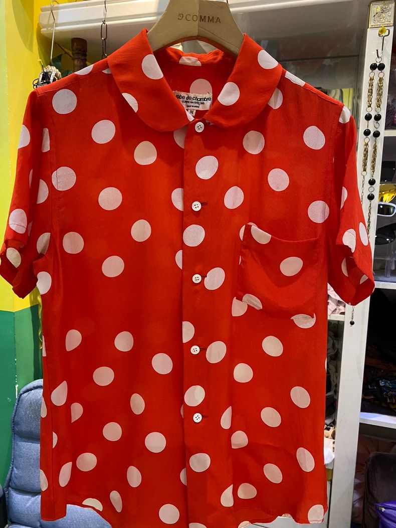 Comme Des Garcons Polka dot silk short sleeved shirt 2506-N