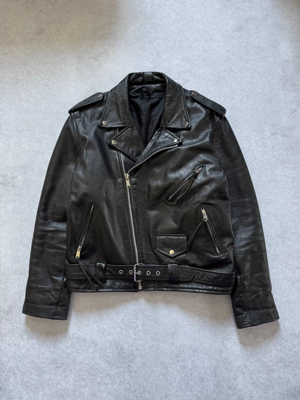 Leather Vintage 90s Biker Jacket Heavy Leather Size US M / EU 48-50 / 2 - 2 Thumbnail